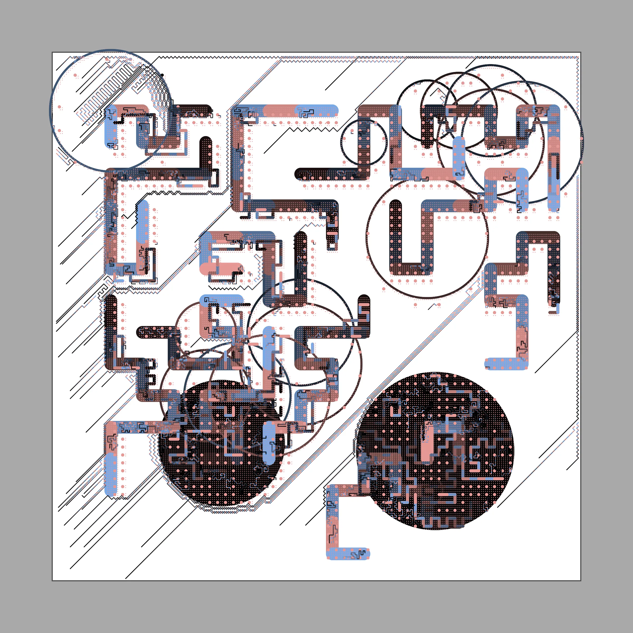 ﻿Abstraction is a complex abstract artwork created in several stages where each new element drawn takes into account the elements drawn in the previous stages.
