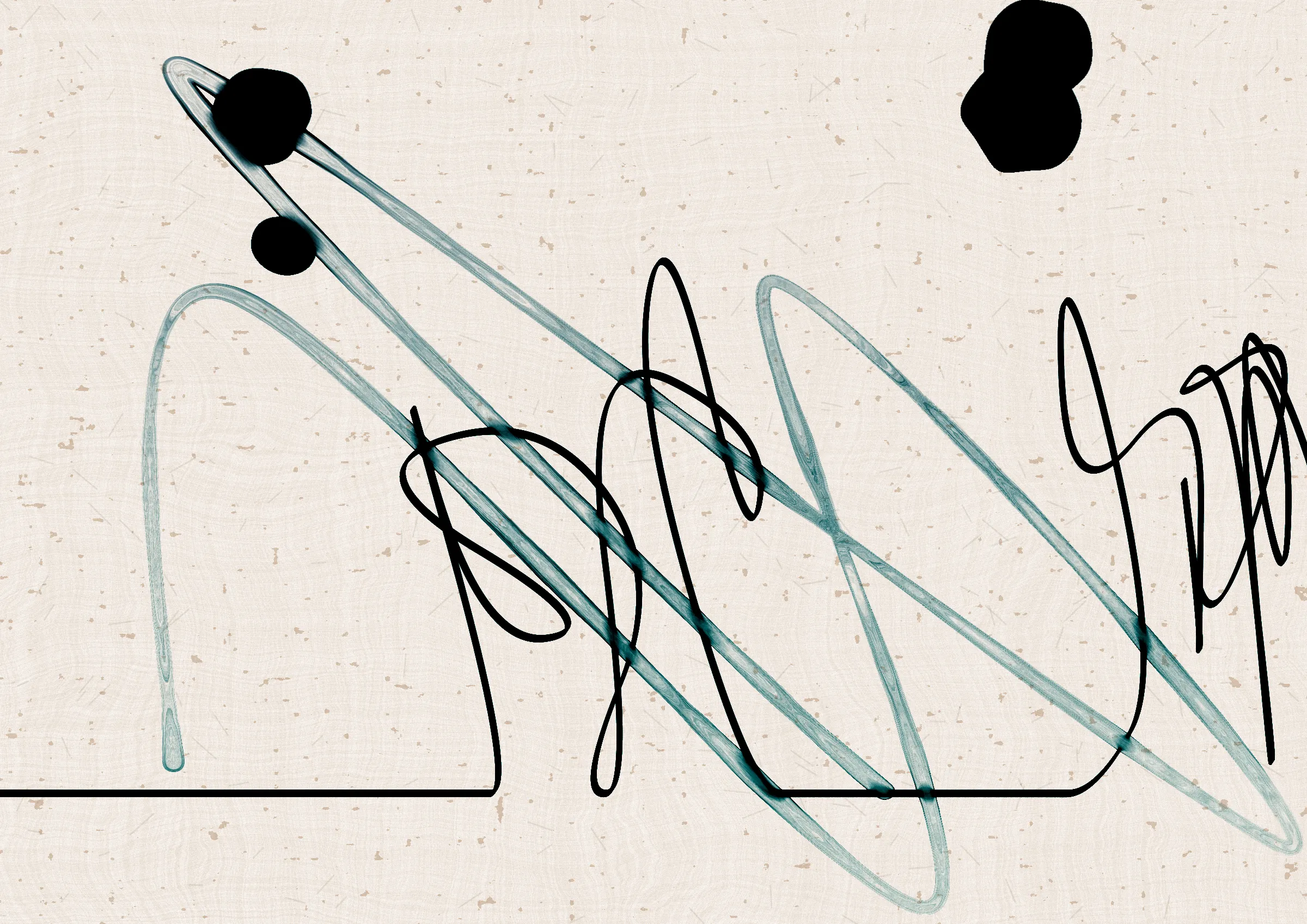Sudfah (Arabic for "happy accident") is a generative collection celebrating the beauty that can emerge from chaos, mistakes, and accidents.

A single calligraphic line intends to tell one story (sometimes wandering and confused in its own right, but always meandering from one side to the other).

Digital liquid is spilled upon it and takes the ink in directions that are unexpected, uncontrolled, and tell a much more interesting story than the one the line intended.... and often more beautiful.