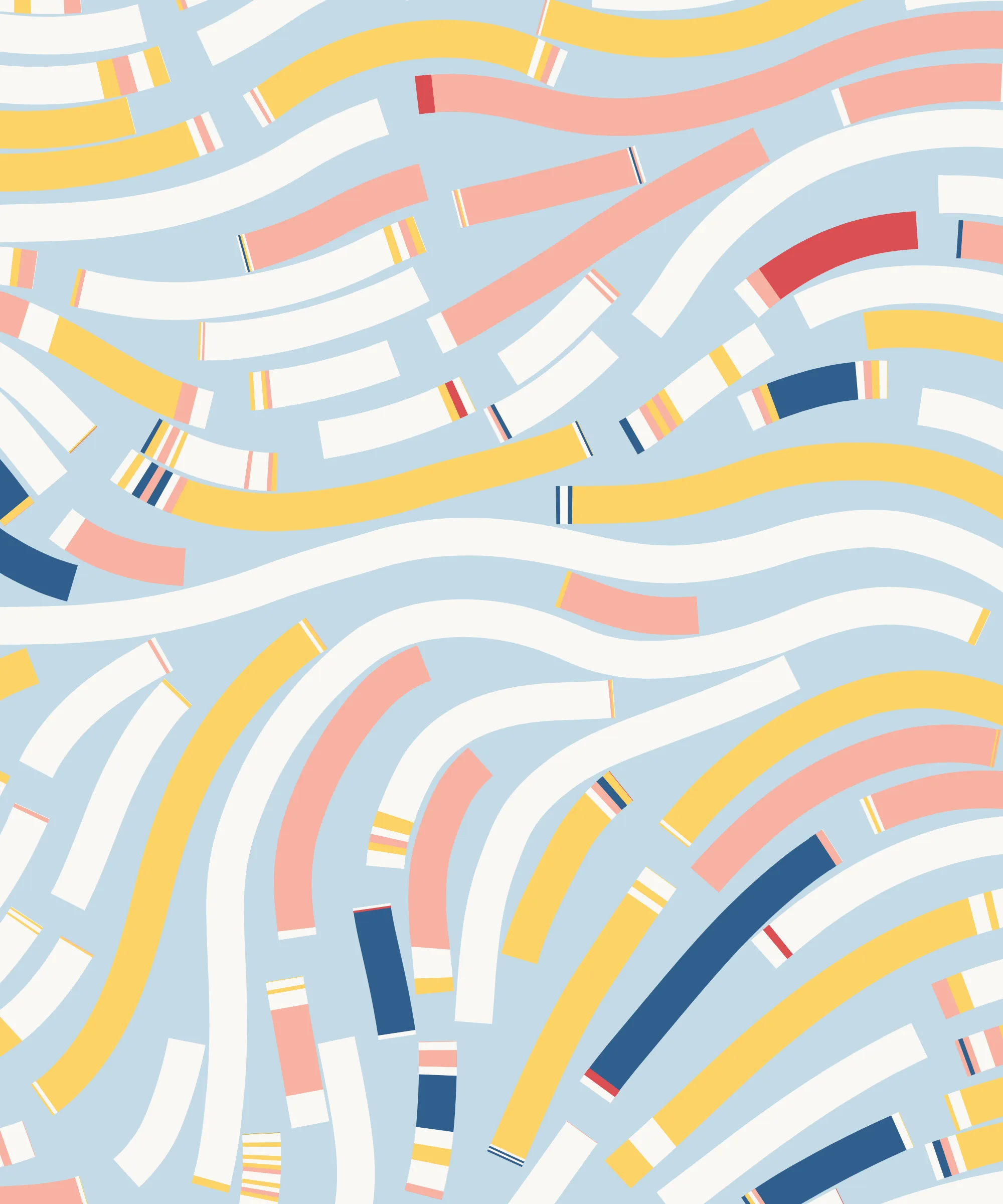 Fidenza is by far my most versatile algorithm to date. Although the program stays focused on structured curves and blocks, the varieties of scale, organization, texture, and color usage it can employ create a wide array of generative possibilities.