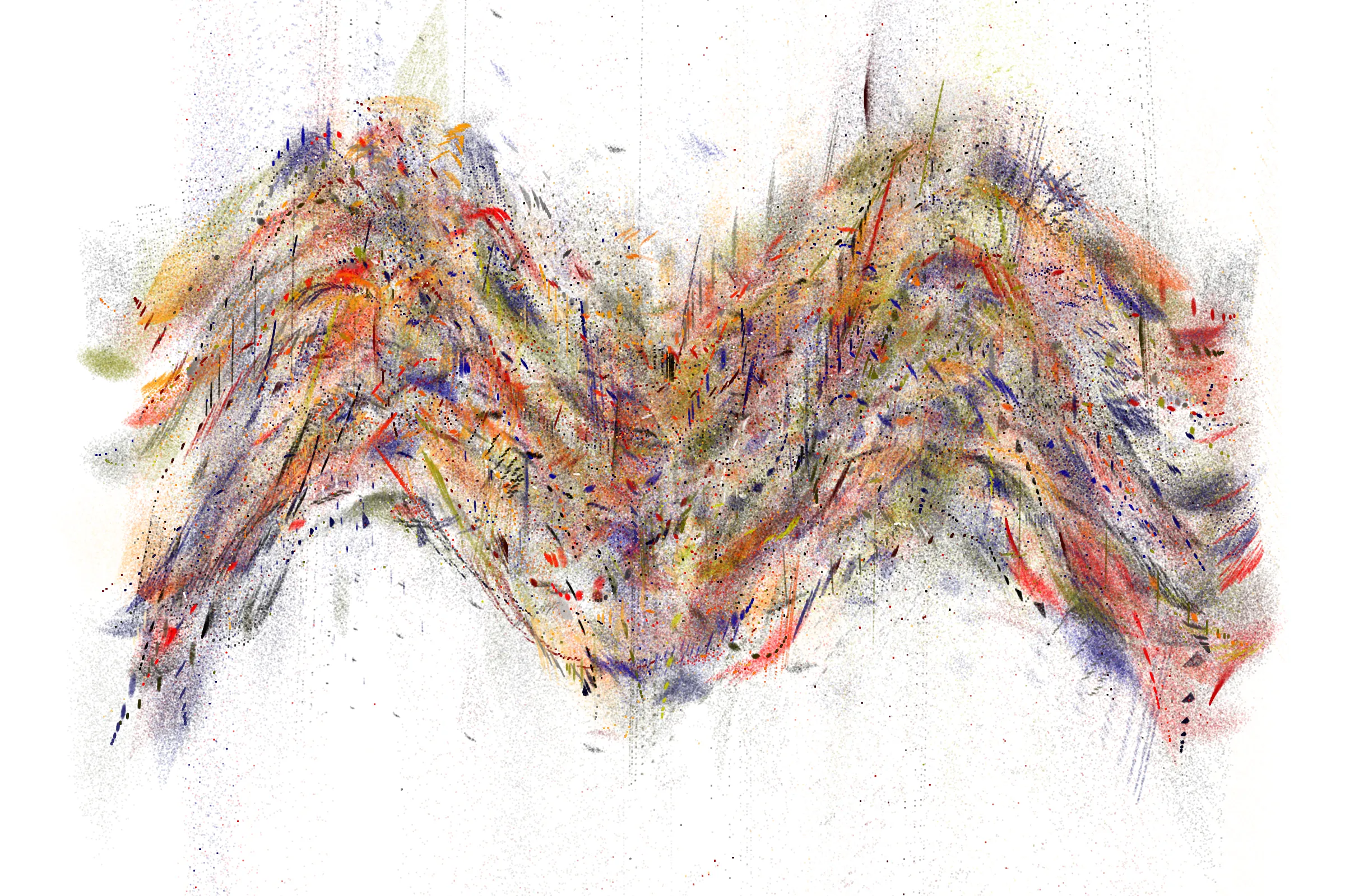 "Attraction" is a system that draws single pixels, one by one, according to a set of rules inspired by the 'Chaos Game'.
Additionally, trigonometric functions may be used to displace pixels, resulting in wave patterns.

All unique properties of each artwork are defined by the token's hash. This hash will set all the parameters: the color palette, the positioning of objects and the rules by which pixels are drawn.

By the nature of this system, several well known patterns from computing and math may appear in the artworks.