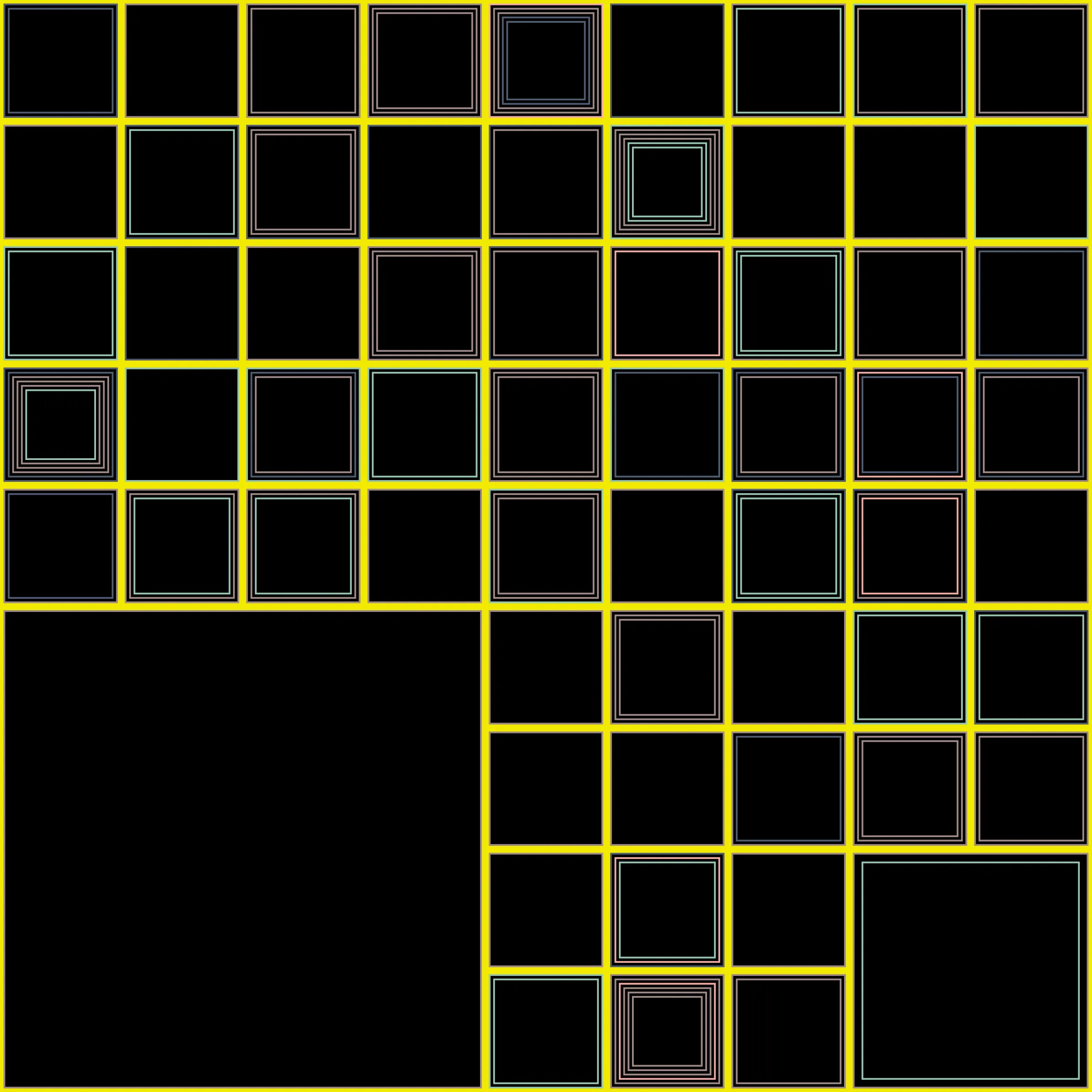 My interpretation of Aerial View is a bird's Eye View over a city block with illuminated/twisted buildings and light trails. It uses an on-chain stored algorithm to represent the generative artwork based on a hash. Each Aerial comes with different distances, building elevations, rotations and colors. Welcome to my genesis project and the first step on my on-chain journey!