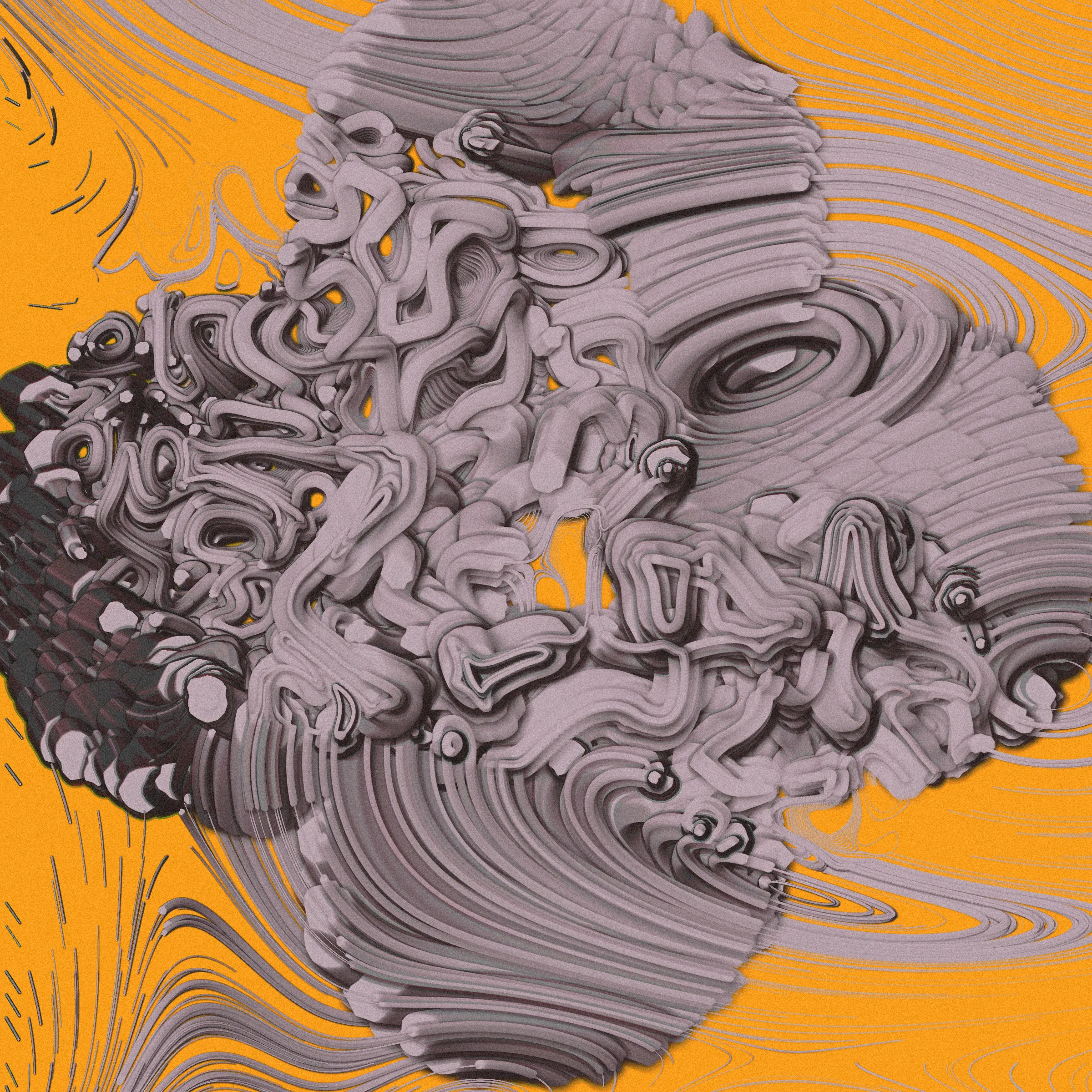 Drifting apart as the little islands that we are, you may ask yourself
_What is bigger - the inner space or the outer?_

This project was inspired by the multitudes we keep within us. The harsh shadows and the combination of pure 2d rendering with a 3d effect mimic feelings of separation from the rest of the world. Their undetermined scale reflects the seemingly unlimited depths of consciousness.

_The Inner World_ starts its rendering from one or more circular cores representing the centers of our personalities. Each of these cores spawns various thoughts and emotions, flowing as tendrils through the scene, making connections among themselves or reaching for the outside. Their movement ranges from straight and orderly to (seemingly) chaotic, sometimes twisting the clean underlying personality center into a completely different shape. Two rendering styles (illustrative and shaded) with palettes ranging from cool, gloomy and serious to cheerful or dramatic reflect the variety of predispositions.

While waiting for the rendering to complete, look at the focus animation highlighting the circular cores of your piece. You're invited to spend this time pondering how everything you know, everything you have or will ever experience, and even the most majestic sights from stars to microbes fit into the space between your ears.