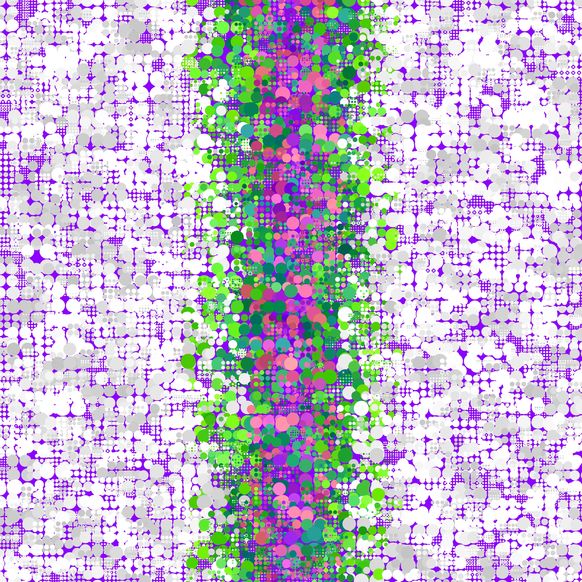 Dot Matrix Gradient Study takes my approach of splitting the canvas into "patches", which each have their own stipple sizing, density, and layering, and distorts this process to create outputs which blur the lines of recognizable stippling. This piece is an exploration of creating abstract forms with stippling rather than depicting figurative ones. All pieces in this series are composed purely with dots. Some more than others. 50% of sales proceeds from Dot Matrix Gradient Study were donated on-chain at the time of mint to GiveDirectly, where the funds will be directed to helping those in poverty. 