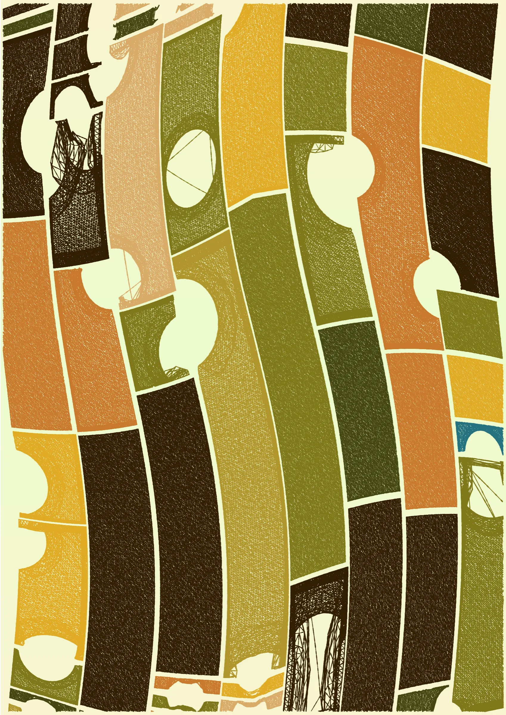 "Edifice" is a series of 976 massive, deteriorating structures built on strange terrain. It is an exploration of buildings being conceptualized, constructed, and eroded away under a wide variety of conditions. Edifice's outputs run the gamut between minimal and maximal, with some showing few large, static blocks of color, and others many small, highly textured and warped shapes. Each image is progressively constructed in front of the viewer's eyes. It is a system full of surprises that I'm excited to share with the world.