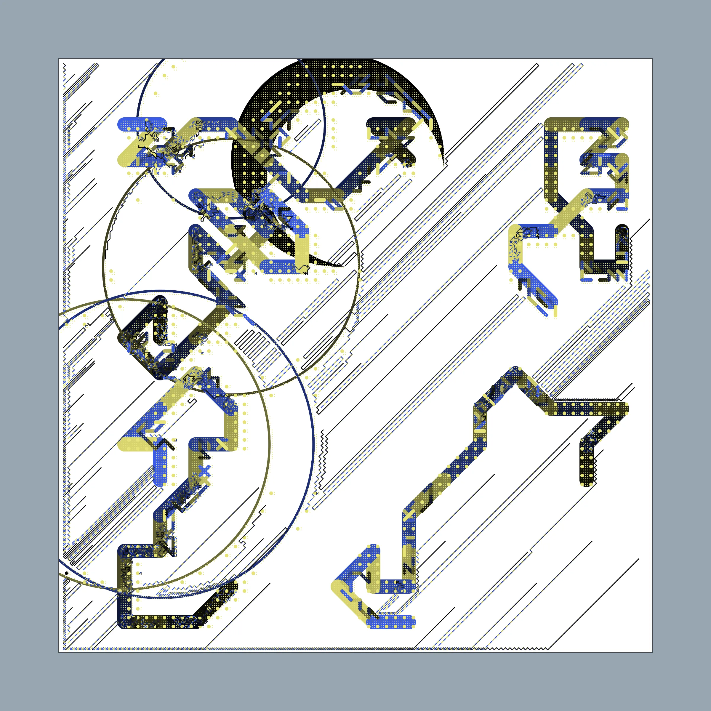 ﻿Abstraction is a complex abstract artwork created in several stages where each new element drawn takes into account the elements drawn in the previous stages.