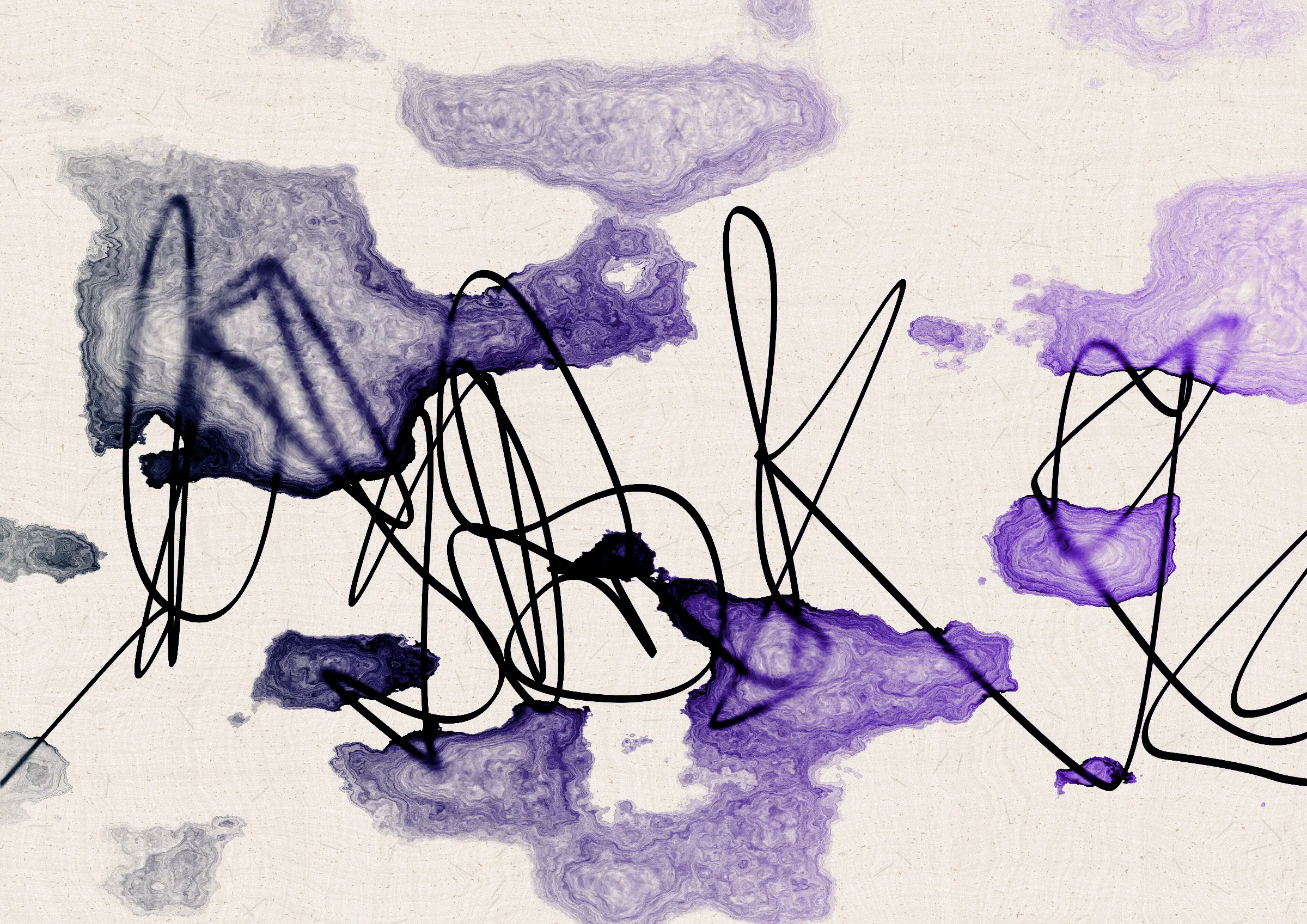 Sudfah (Arabic for "happy accident") is a generative collection celebrating the beauty that can emerge from chaos, mistakes, and accidents.

A single calligraphic line intends to tell one story (sometimes wandering and confused in its own right, but always meandering from one side to the other).

Digital liquid is spilled upon it and takes the ink in directions that are unexpected, uncontrolled, and tell a much more interesting story than the one the line intended.... and often more beautiful.