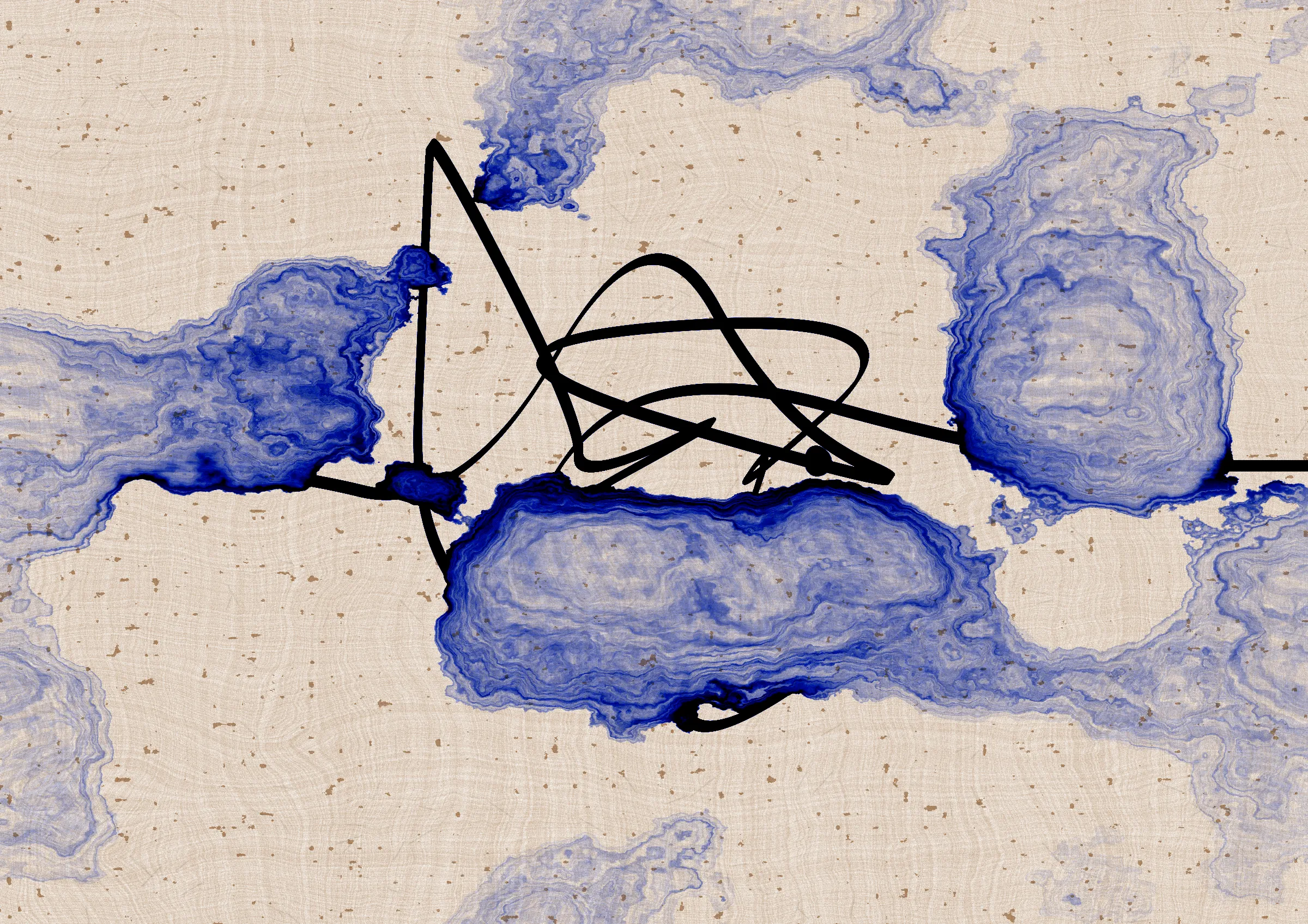 Sudfah (Arabic for "happy accident") is a generative collection celebrating the beauty that can emerge from chaos, mistakes, and accidents.

A single calligraphic line intends to tell one story (sometimes wandering and confused in its own right, but always meandering from one side to the other).

Digital liquid is spilled upon it and takes the ink in directions that are unexpected, uncontrolled, and tell a much more interesting story than the one the line intended.... and often more beautiful.