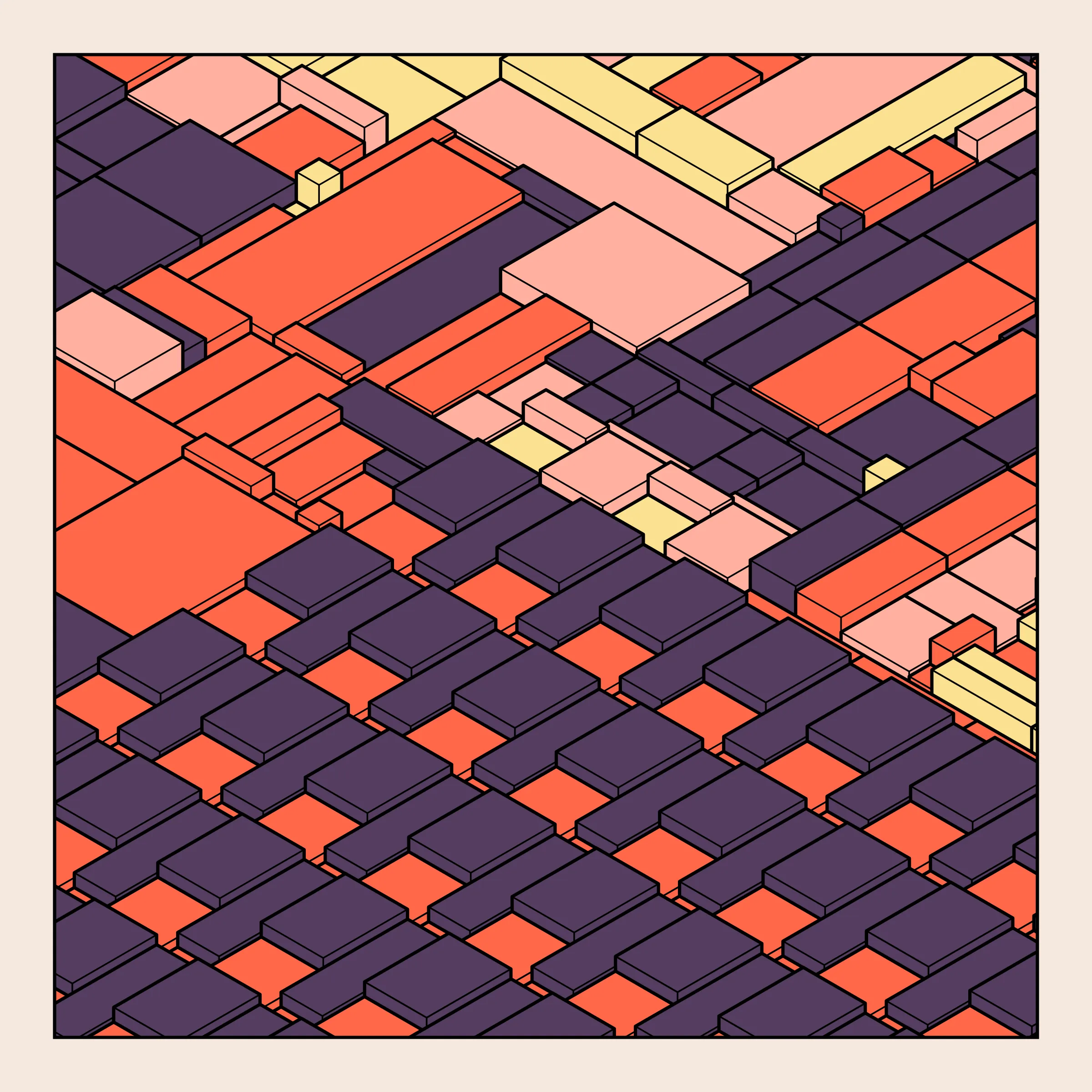 Archetype explores the use of repetition as a counterweight to unruly, random structures. As each single component look chaotic alone, the repetition brings along a sense of intentionality, ultimately resulting in a complex, yet satisfying expression.