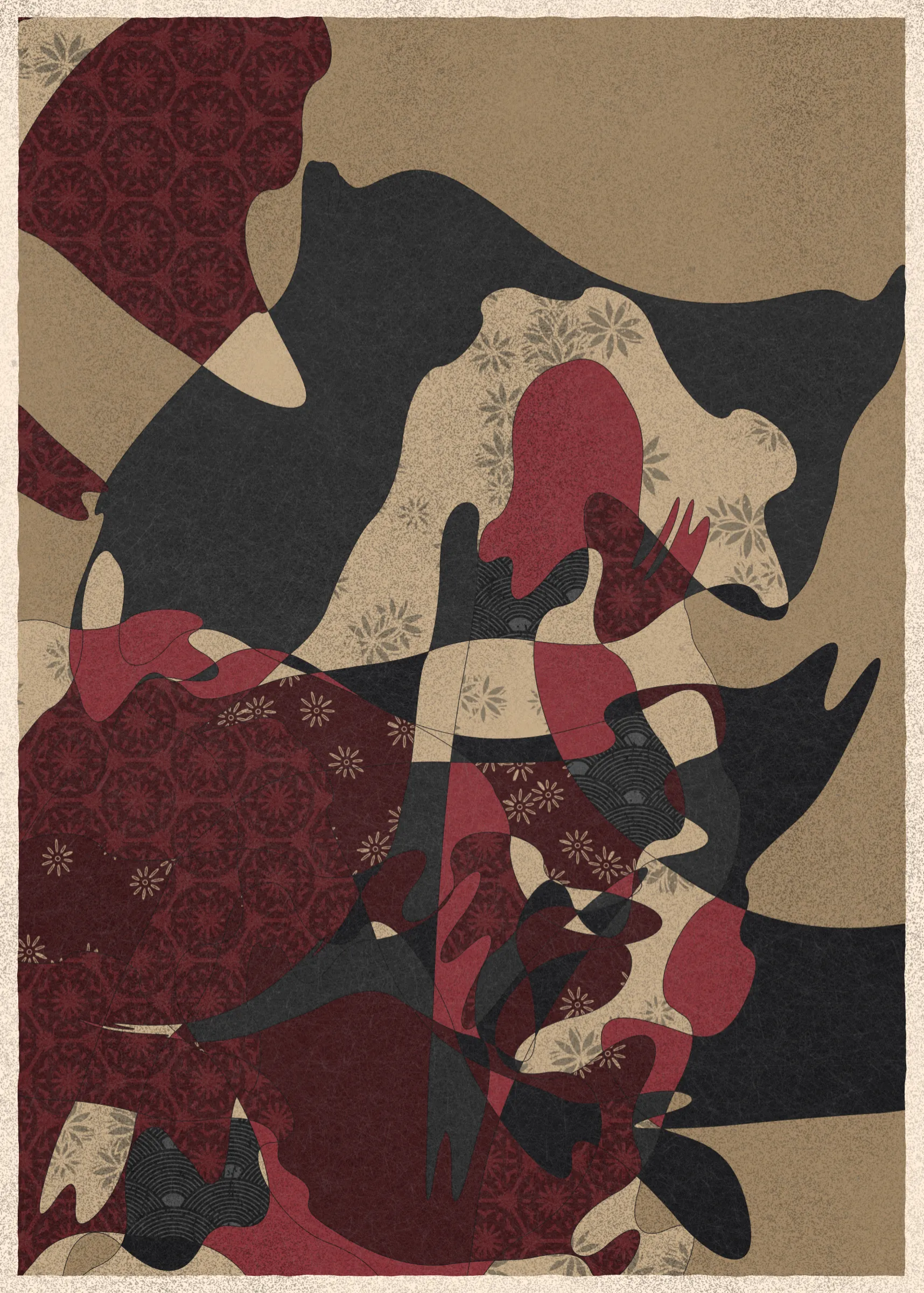 Memories of Qilin is inspired by traditional East Asian art. It channels the sense of movement and fluidity found in classical Chinese brushwork, while drawing from the colors, patterns, and forms of ukiyo-e woodblock prints. 

The series explores elements of folklore, evoking the mythological imagery of dragons, phoenixes, flowers, and mountains.  The title references a fabled chimerical beast found throughout East Asian mythology (while the qilin is its Chinese name, it is also known in Korea as the girin and Japan as the kirin) that represents prosperity and luck.

Viewers are invited to interpret elusive forms that verge on representation. As with the stories passed on through generations, each piece is imagined, organic, and ever-in-flux.