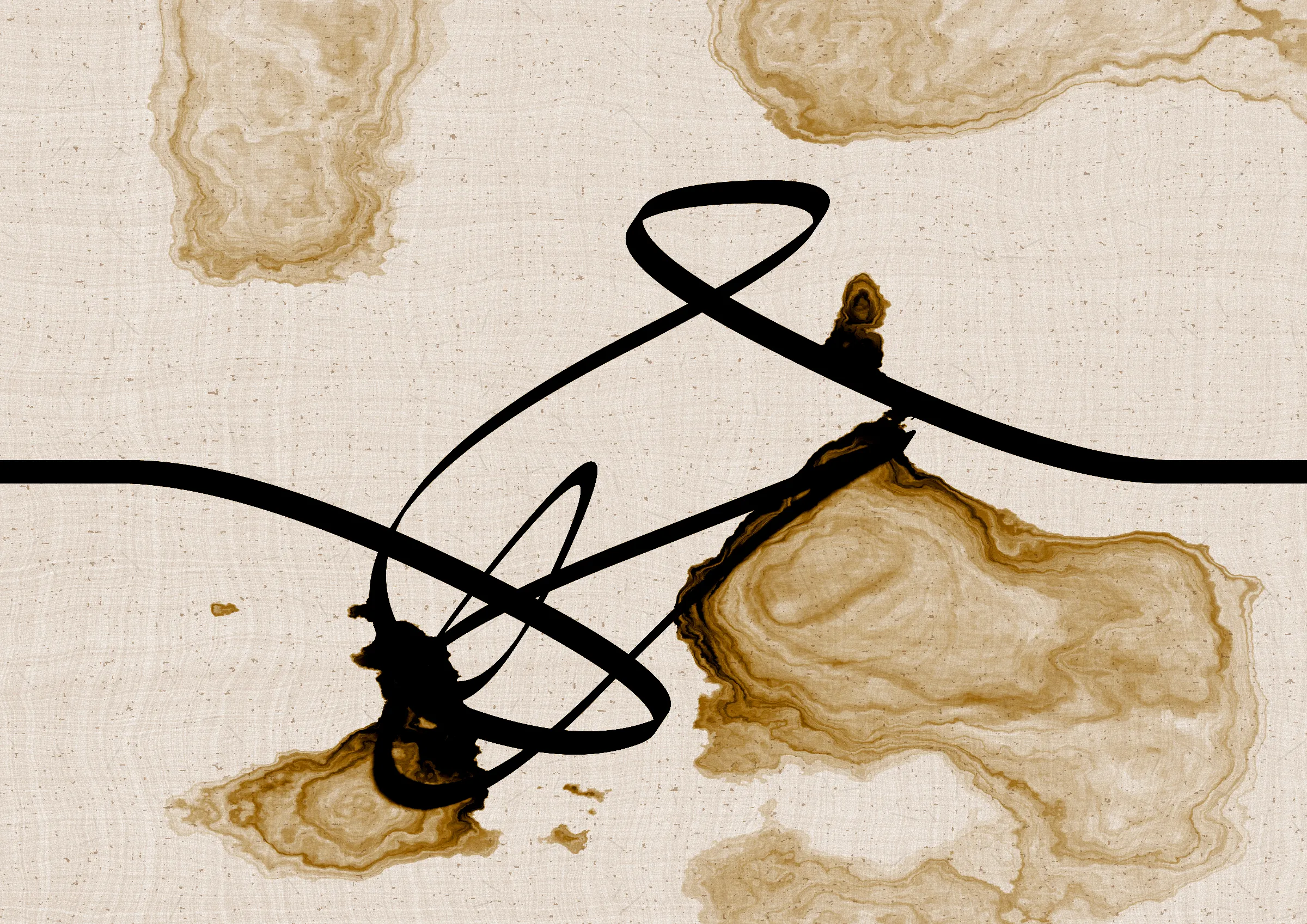 Sudfah (Arabic for "happy accident") is a generative collection celebrating the beauty that can emerge from chaos, mistakes, and accidents.

A single calligraphic line intends to tell one story (sometimes wandering and confused in its own right, but always meandering from one side to the other).

Digital liquid is spilled upon it and takes the ink in directions that are unexpected, uncontrolled, and tell a much more interesting story than the one the line intended.... and often more beautiful.