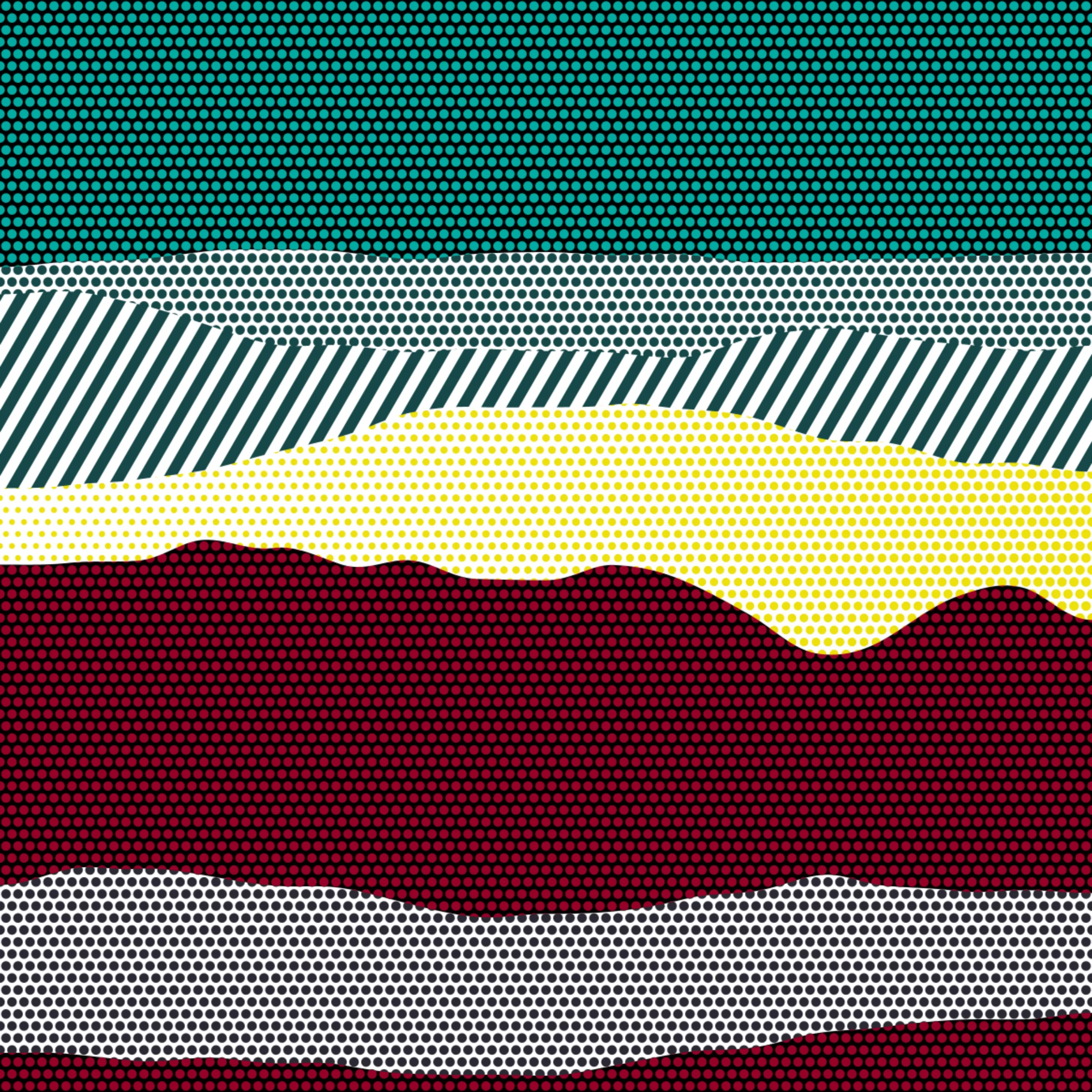 An ode to Roy Lichtenstein, incorporating his iconic version of Ben-Day dots, halftone dots, angled stripes, and solid color patches. Inspired by Roy's sea and landscape paintings, each artwork generates a unique combination of patterns, shapes, and colors.