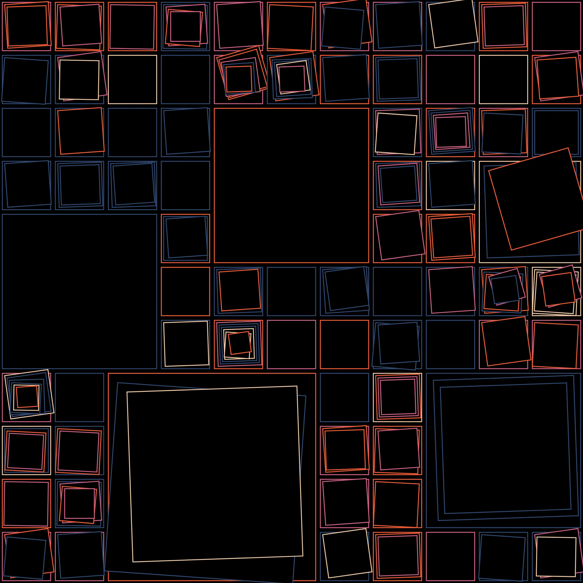 My interpretation of Aerial View is a bird's Eye View over a city block with illuminated/twisted buildings and light trails. It uses an on-chain stored algorithm to represent the generative artwork based on a hash. Each Aerial comes with different distances, building elevations, rotations and colors. Welcome to my genesis project and the first step on my on-chain journey!