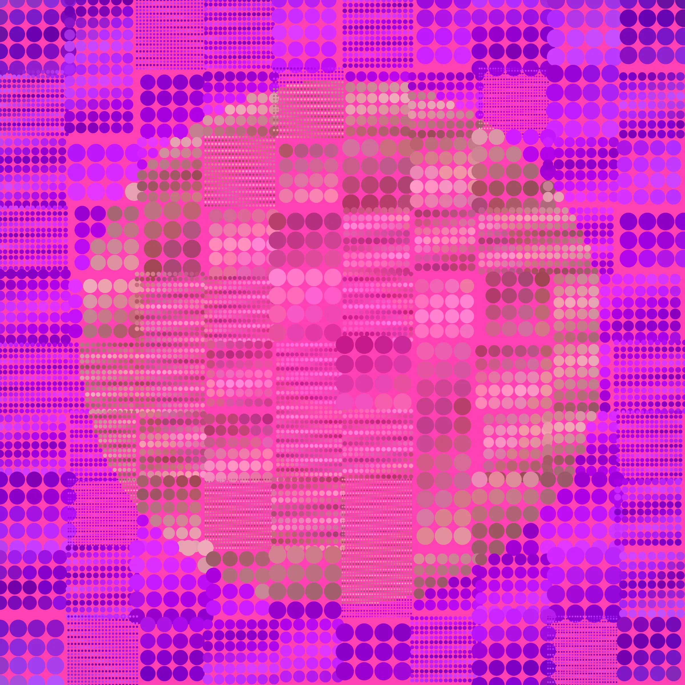 Dot Matrix Gradient Study takes my approach of splitting the canvas into "patches", which each have their own stipple sizing, density, and layering, and distorts this process to create outputs which blur the lines of recognizable stippling. This piece is an exploration of creating abstract forms with stippling rather than depicting figurative ones. All pieces in this series are composed purely with dots. Some more than others. 50% of sales proceeds from Dot Matrix Gradient Study were donated on-chain at the time of mint to GiveDirectly, where the funds will be directed to helping those in poverty. 