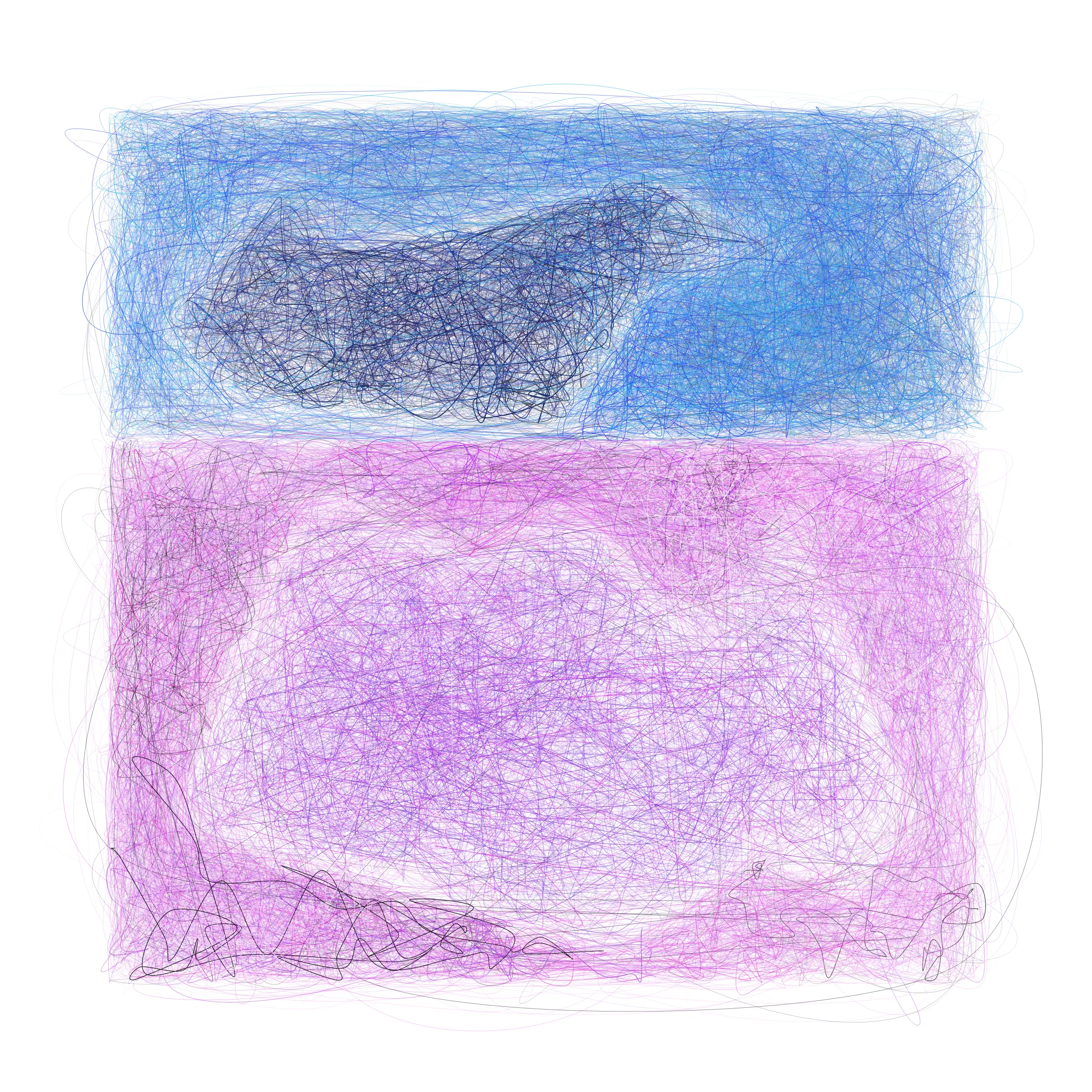 Scribbles on Scribbles on Scribbles ➿ This series is an exploration of chaos and order – how seemingly random movements in the microscopic scale can be more than meets the eye. Simple guiding rules transfigure chaotic movements into beautiful order. Life, as we know it, can be expressed in a similar fashion. Our decisions, unexpected occurrences, and even our seemingly meaningless place in the Universe are not just mere coincidences, but providential orchestrations of the Designer. [ Mints will be sold via a dutch auction. Starting price will be set at 3eth and decrease every 5 minutes with a resting price of 0.25eth. i.e.
3eth, 2.5eth, 2eth, 1.5eth, 1.25eth, 1.0eth, 0.75eth, 0.5eth, 0.25eth ]