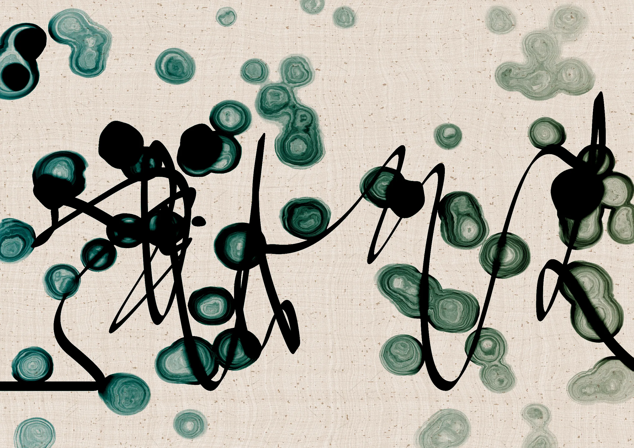 Sudfah (Arabic for "happy accident") is a generative collection celebrating the beauty that can emerge from chaos, mistakes, and accidents.

A single calligraphic line intends to tell one story (sometimes wandering and confused in its own right, but always meandering from one side to the other).

Digital liquid is spilled upon it and takes the ink in directions that are unexpected, uncontrolled, and tell a much more interesting story than the one the line intended.... and often more beautiful.