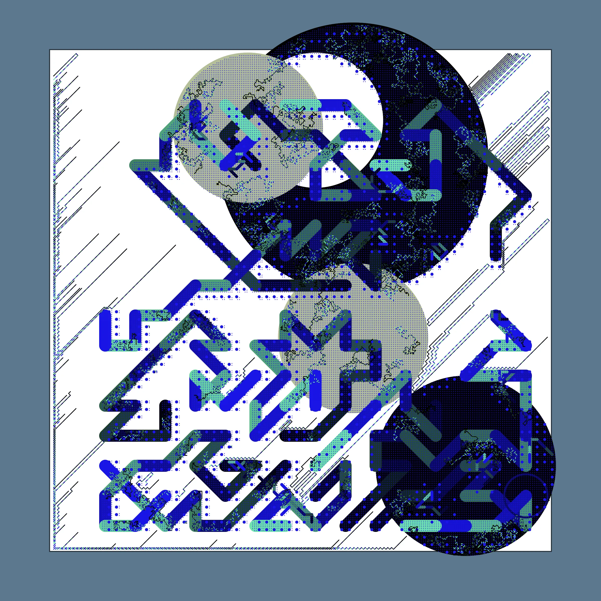 ﻿Abstraction is a complex abstract artwork created in several stages where each new element drawn takes into account the elements drawn in the previous stages.