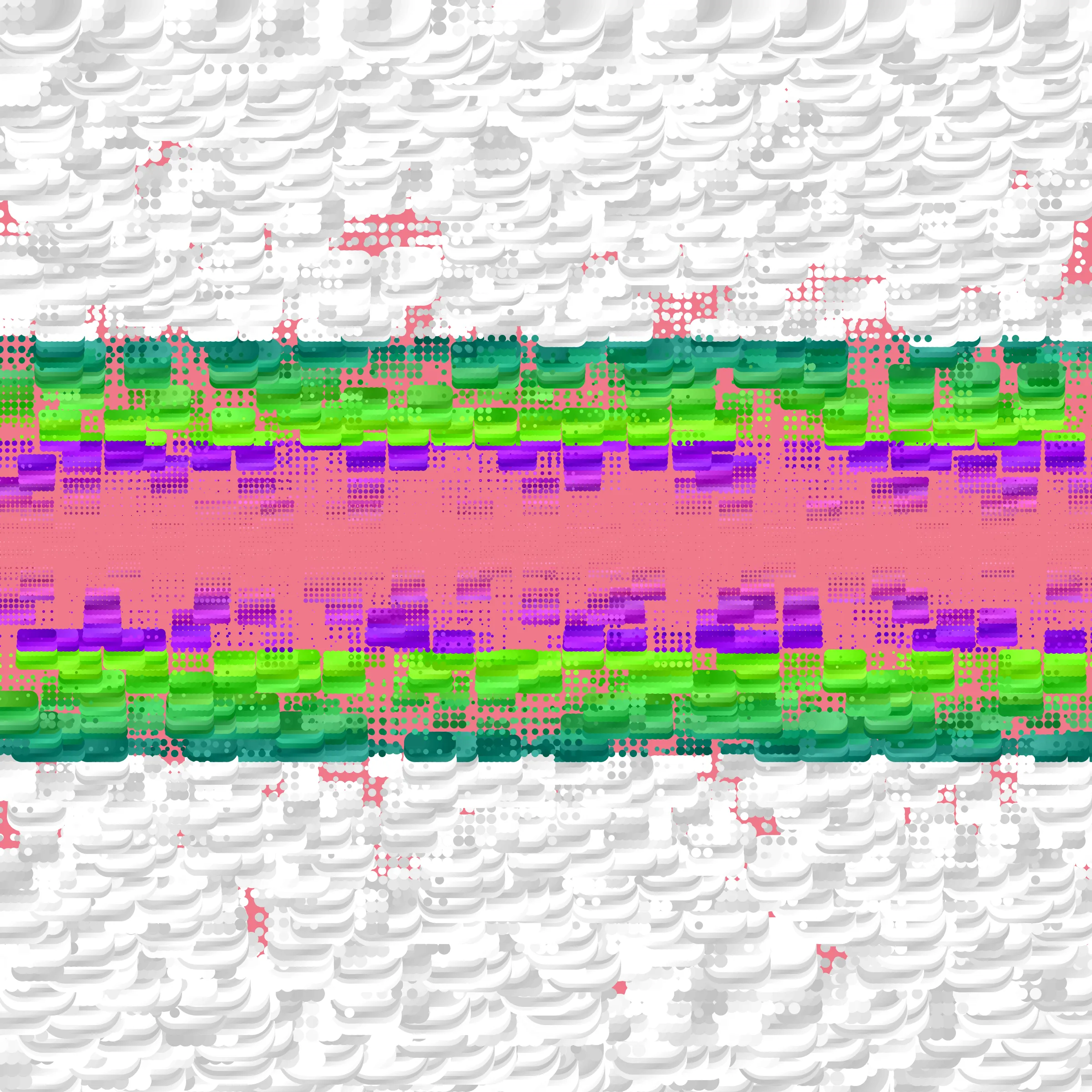 Dot Matrix Gradient Study takes my approach of splitting the canvas into "patches", which each have their own stipple sizing, density, and layering, and distorts this process to create outputs which blur the lines of recognizable stippling. This piece is an exploration of creating abstract forms with stippling rather than depicting figurative ones. All pieces in this series are composed purely with dots. Some more than others. 50% of sales proceeds from Dot Matrix Gradient Study were donated on-chain at the time of mint to GiveDirectly, where the funds will be directed to helping those in poverty. 