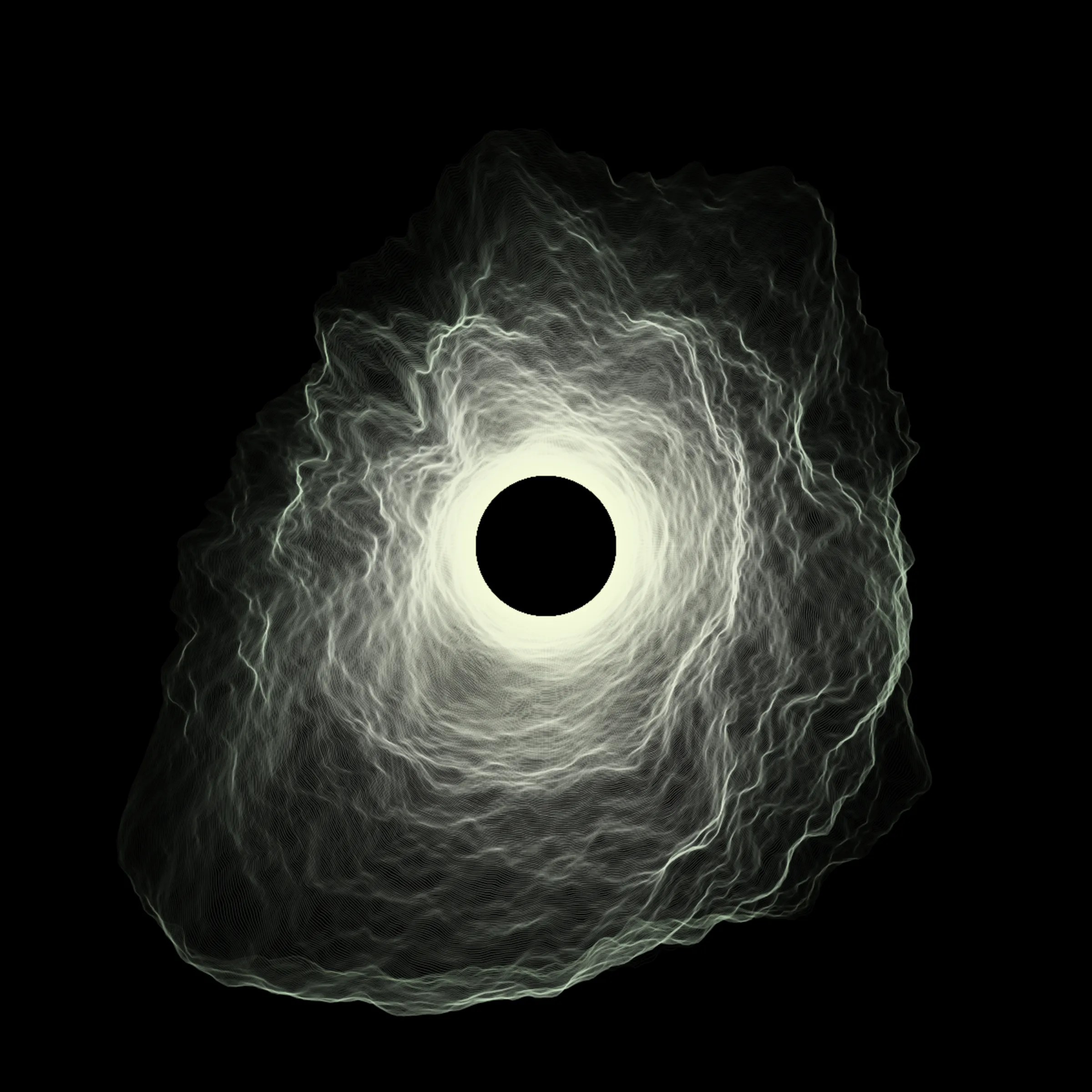 Every Singularity is unique. Each form’s properties; Symmetry, Chaos, Mass, Force and Turbulence are driven by data extracted from the transaction hash.