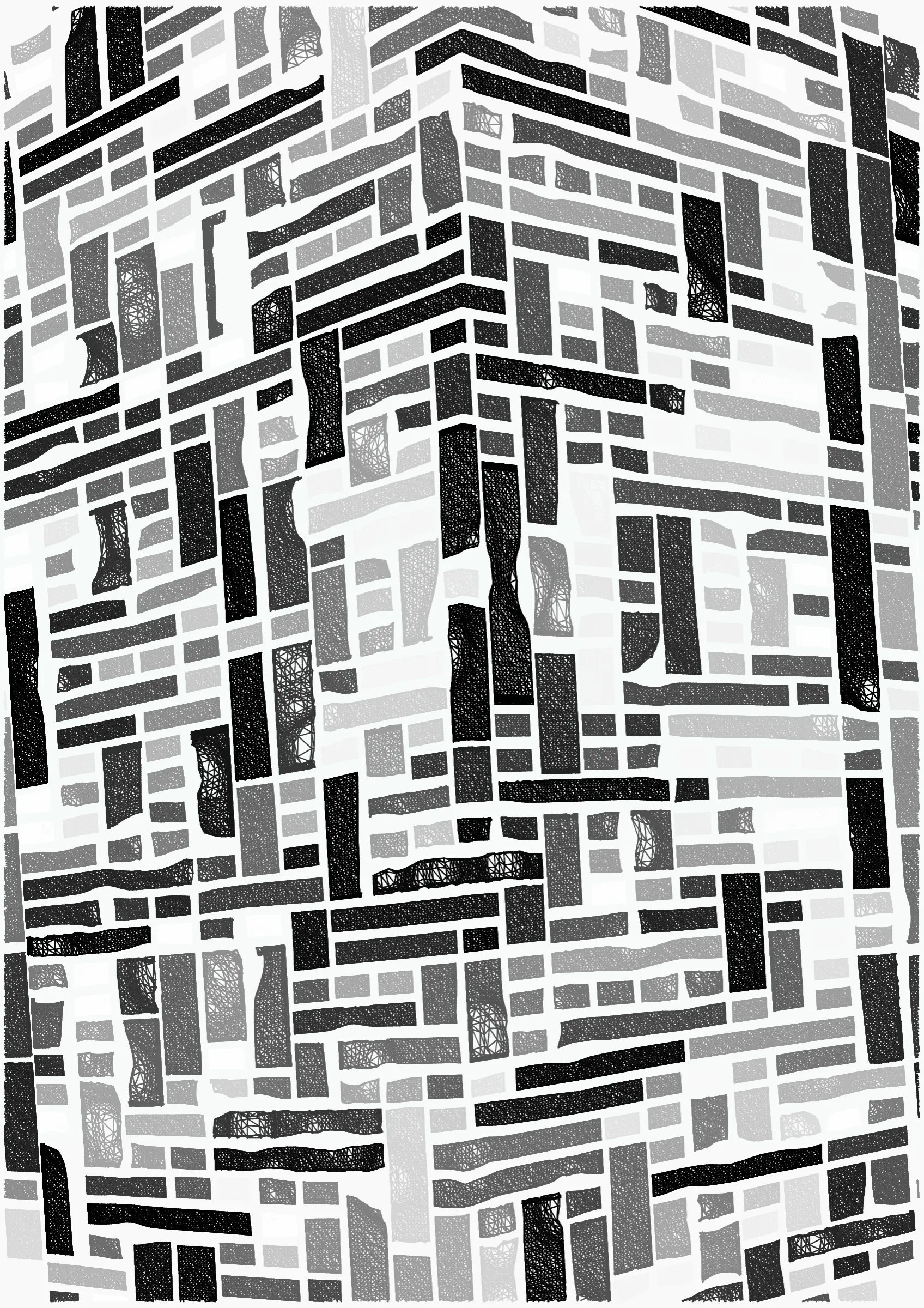 "Edifice" is a series of 976 massive, deteriorating structures built on strange terrain. It is an exploration of buildings being conceptualized, constructed, and eroded away under a wide variety of conditions. Edifice's outputs run the gamut between minimal and maximal, with some showing few large, static blocks of color, and others many small, highly textured and warped shapes. Each image is progressively constructed in front of the viewer's eyes. It is a system full of surprises that I'm excited to share with the world.