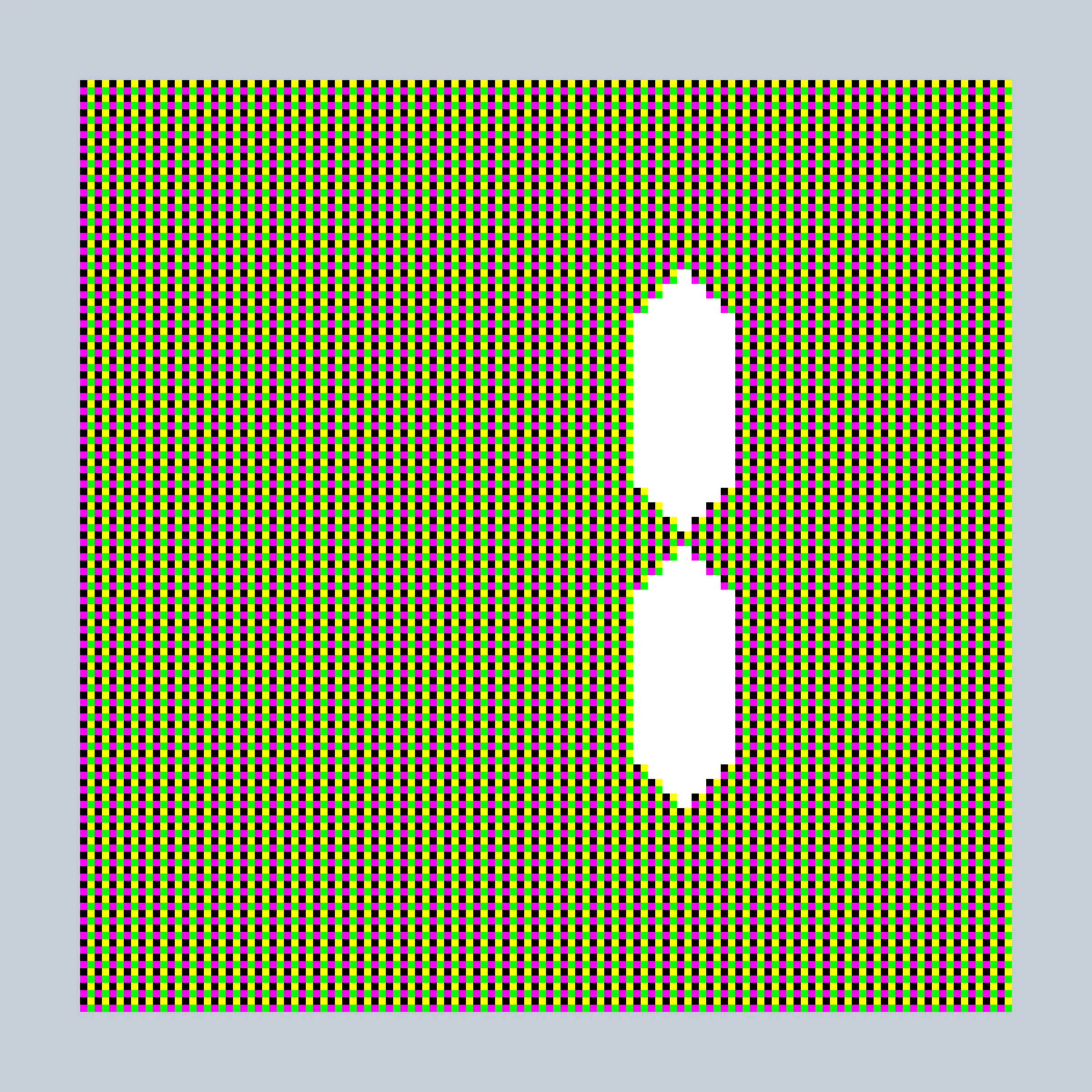 The essence of all things digital is– the bit. One or Zero. On or Off. Where digital becomes analog. This piece pays tribute to our digital legacy of 8-bit color and 7-segment LED displays– technological limitations which are mirrored in the constraints of putting art on the blockchain. Although the image represents the art, the art of the token itself is the code– which renders everything bitwise, pixel by pixel, all contained within 27-bits of information.