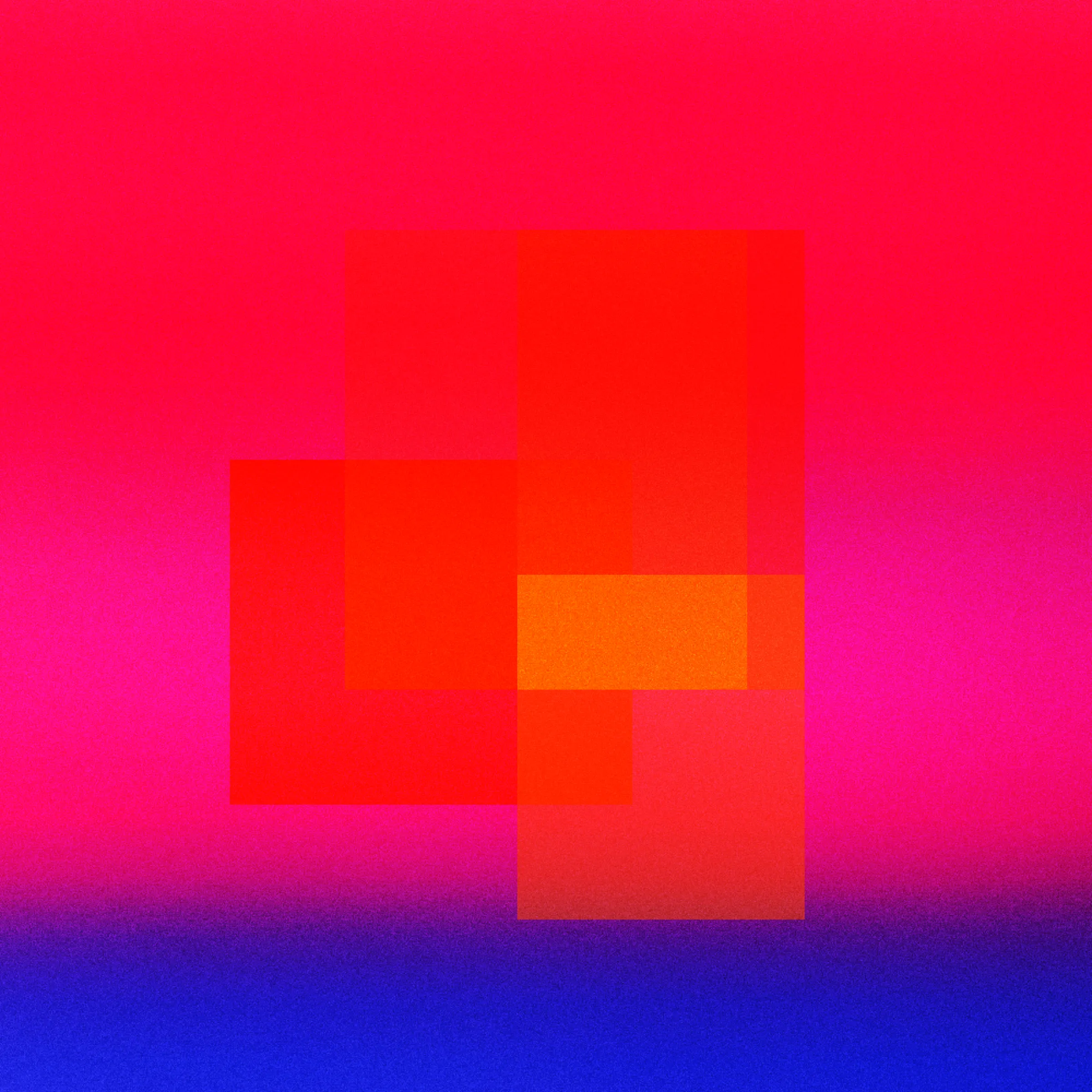 “Squares” utilizes the shape of a square as a unit of construction, combining and overlapping them at various scales to create interplays of color, structure, and atmosphere. The overall effect is something along the lines of Bauhaus meets Blade Runner, as complex rectilinear forms float untethered through fields of light and texture.