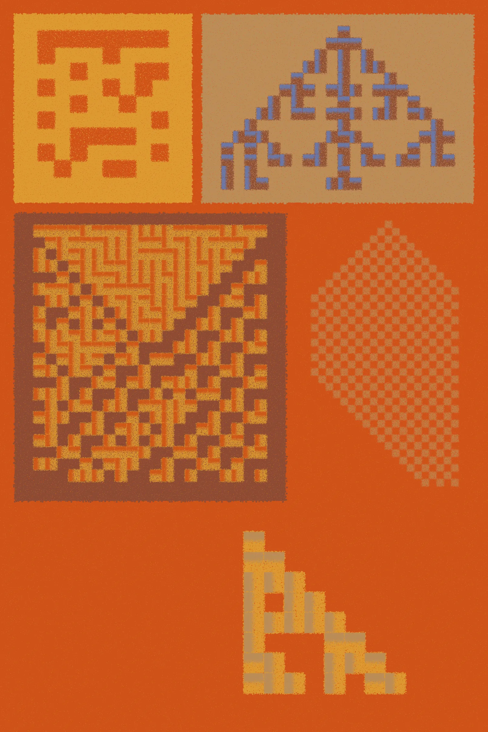 Fermented Fruit is a generative art series designed to live on the Ethereum blockchain and to be rendered in real-time by the browser. Just as food is transformed by microorganisms during the process of fermentation, the substrate of the HTML canvas is broken up into parts and transformed by cellular patterns. The project features the simulated lifeforms of cellular automata that evolve and shape-shift down an asymmetrical grid. The final artwork juxtaposes a number of textured cellular automata patterns against one another within a singular composition.