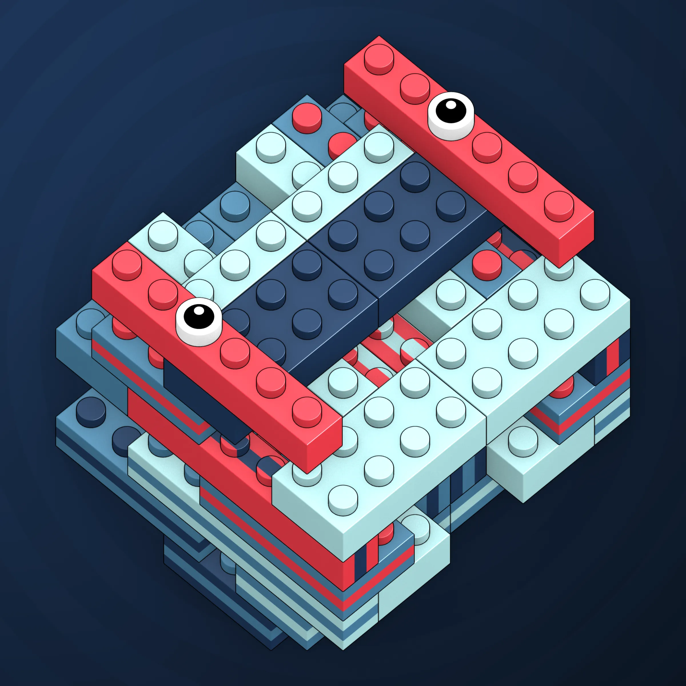 The project focuses on how easily one assigns meaning to seemingly random combinations of blocks, giving them personality and creating emotional connections.

I was inspired by Ringers, in which people see animals and other characters. I wanted to amplify this quality, and the idea of sculptures made of blocks clicked! Endless combinations, funny characters, and my passion for cubes, voxels, and modular systems.

To make the sculptures, I used technique of hybrid voxel raymarching, so we can say, the sculptures are made of colored void in a reflected space. Some of them may seem impossible due to the lack of perspective, but sooner or later it all clicks! It helps to keep in mind that all shapes are symmetrical.

The script uses modern features of GPU so it's supposed to work only on desktop: Chrome, Firefox or Safari