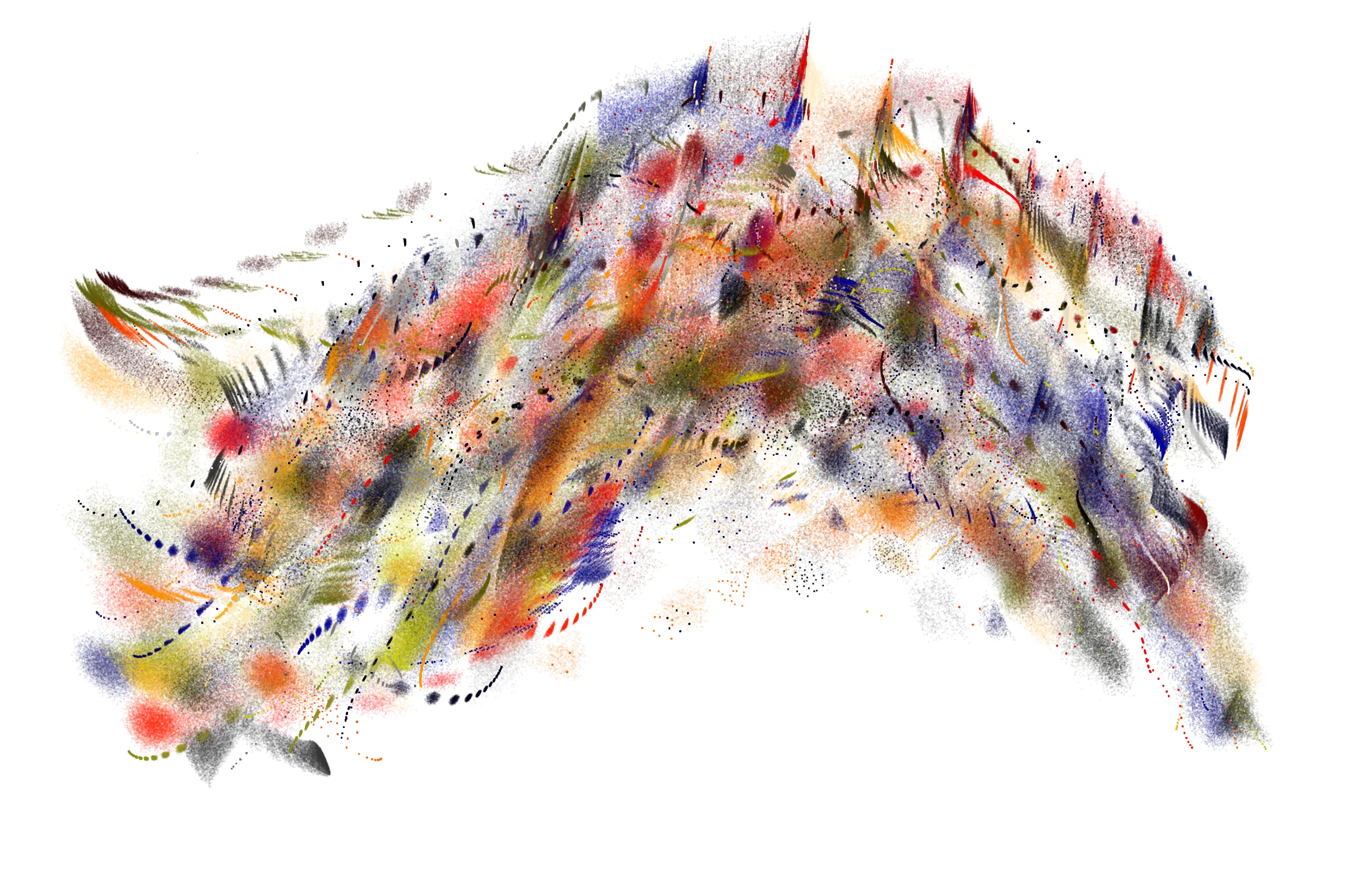 "Attraction" is a system that draws single pixels, one by one, according to a set of rules inspired by the 'Chaos Game'.
Additionally, trigonometric functions may be used to displace pixels, resulting in wave patterns.

All unique properties of each artwork are defined by the token's hash. This hash will set all the parameters: the color palette, the positioning of objects and the rules by which pixels are drawn.

By the nature of this system, several well known patterns from computing and math may appear in the artworks.