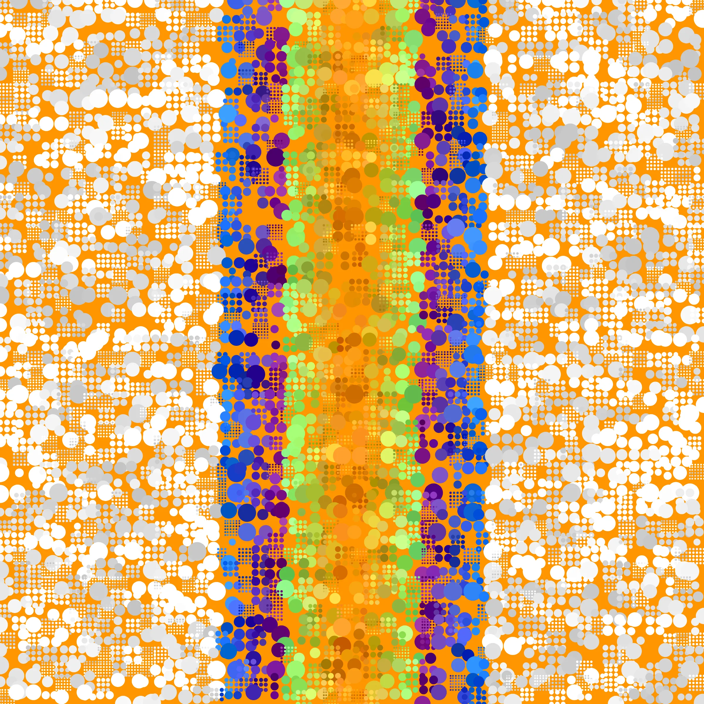 Dot Matrix Gradient Study takes my approach of splitting the canvas into "patches", which each have their own stipple sizing, density, and layering, and distorts this process to create outputs which blur the lines of recognizable stippling. This piece is an exploration of creating abstract forms with stippling rather than depicting figurative ones. All pieces in this series are composed purely with dots. Some more than others. 50% of sales proceeds from Dot Matrix Gradient Study were donated on-chain at the time of mint to GiveDirectly, where the funds will be directed to helping those in poverty. 