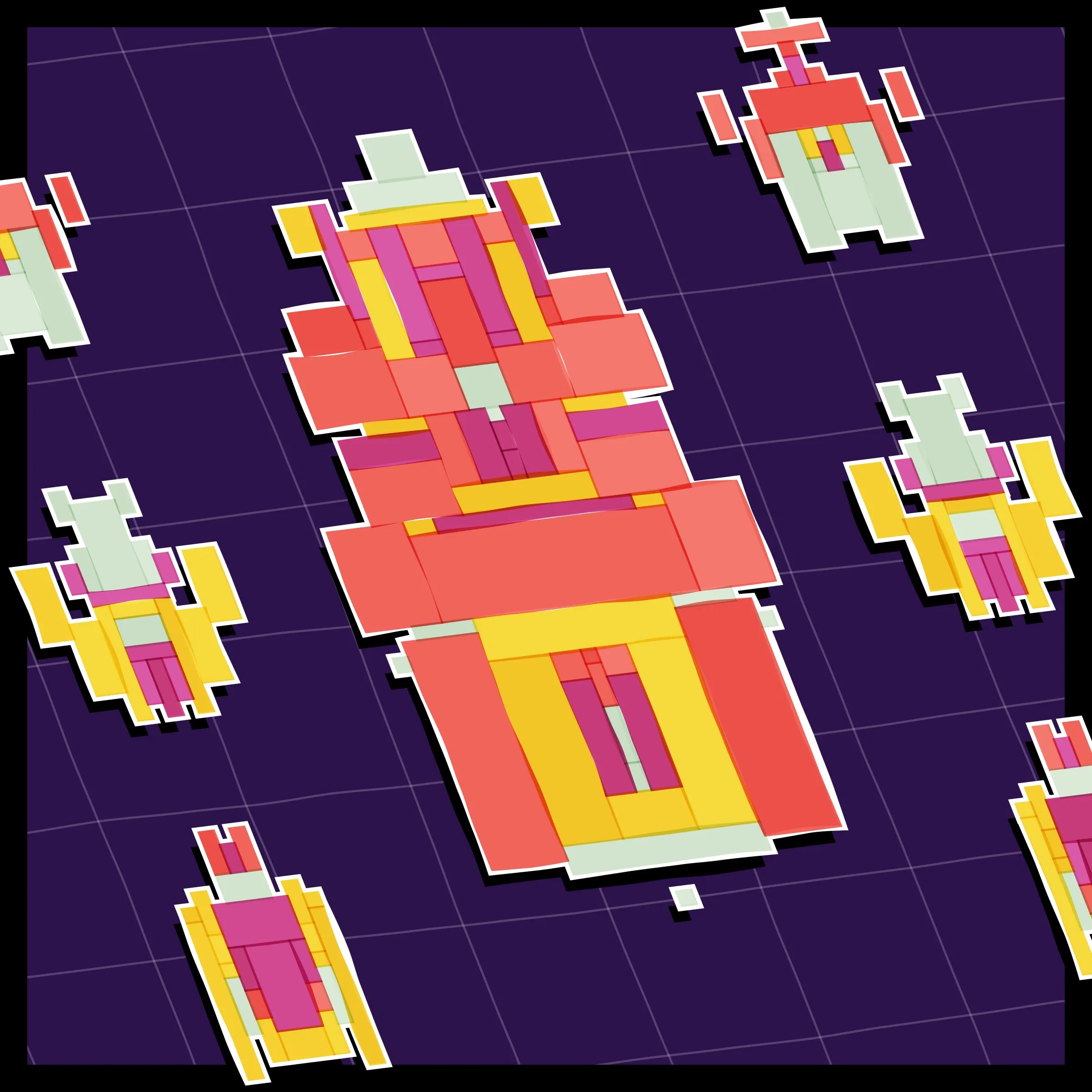 Perfectly symmetric - imperfectly drawn. Exploring the contrast between precision and chance in a playful spacecraft / papercraft setting. 