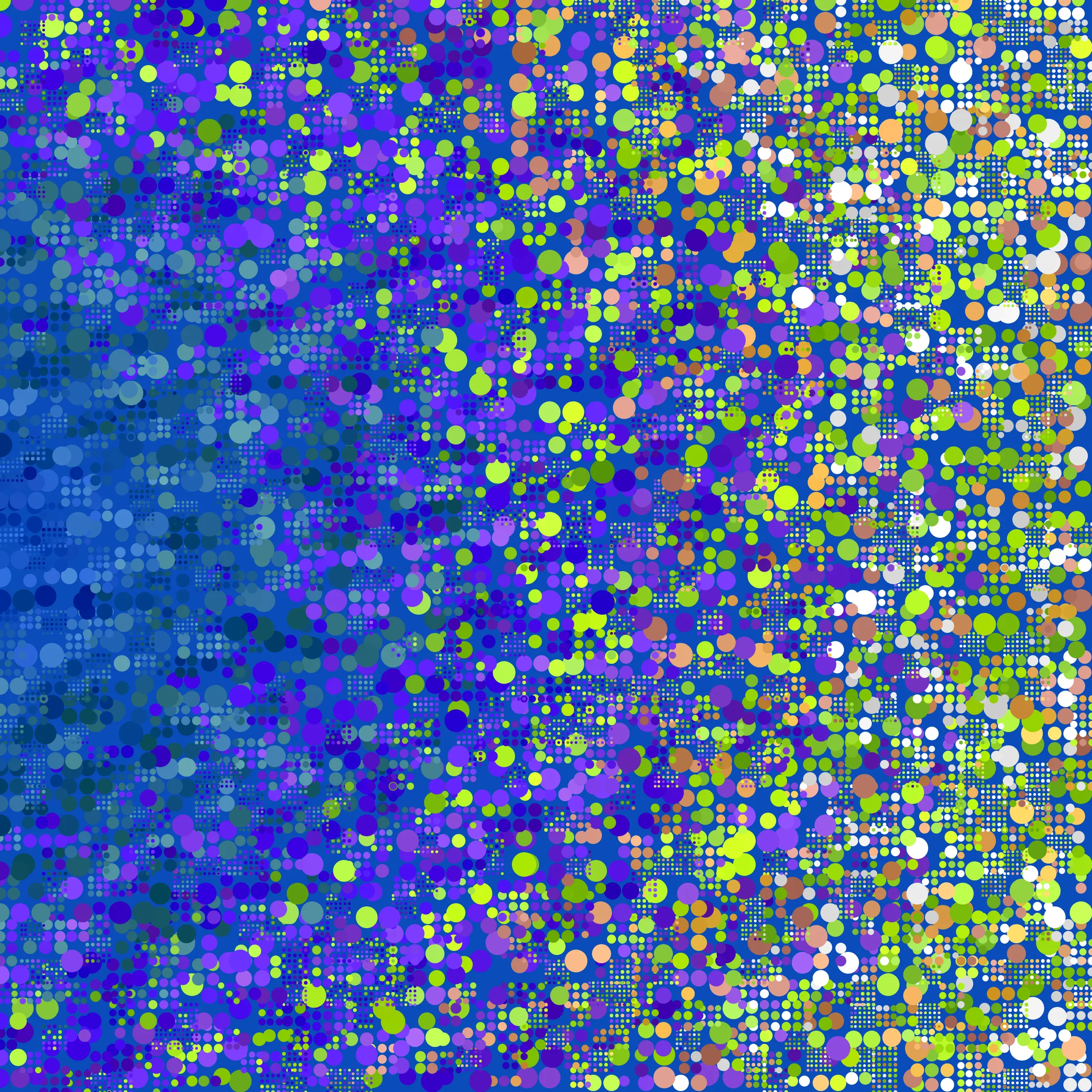 Dot Matrix Gradient Study takes my approach of splitting the canvas into "patches", which each have their own stipple sizing, density, and layering, and distorts this process to create outputs which blur the lines of recognizable stippling. This piece is an exploration of creating abstract forms with stippling rather than depicting figurative ones. All pieces in this series are composed purely with dots. Some more than others. 50% of sales proceeds from Dot Matrix Gradient Study were donated on-chain at the time of mint to GiveDirectly, where the funds will be directed to helping those in poverty. 