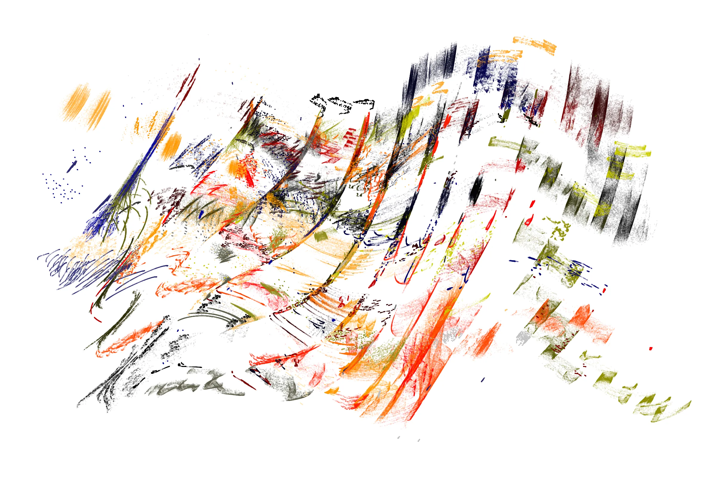 "Attraction" is a system that draws single pixels, one by one, according to a set of rules inspired by the 'Chaos Game'.
Additionally, trigonometric functions may be used to displace pixels, resulting in wave patterns.

All unique properties of each artwork are defined by the token's hash. This hash will set all the parameters: the color palette, the positioning of objects and the rules by which pixels are drawn.

By the nature of this system, several well known patterns from computing and math may appear in the artworks.