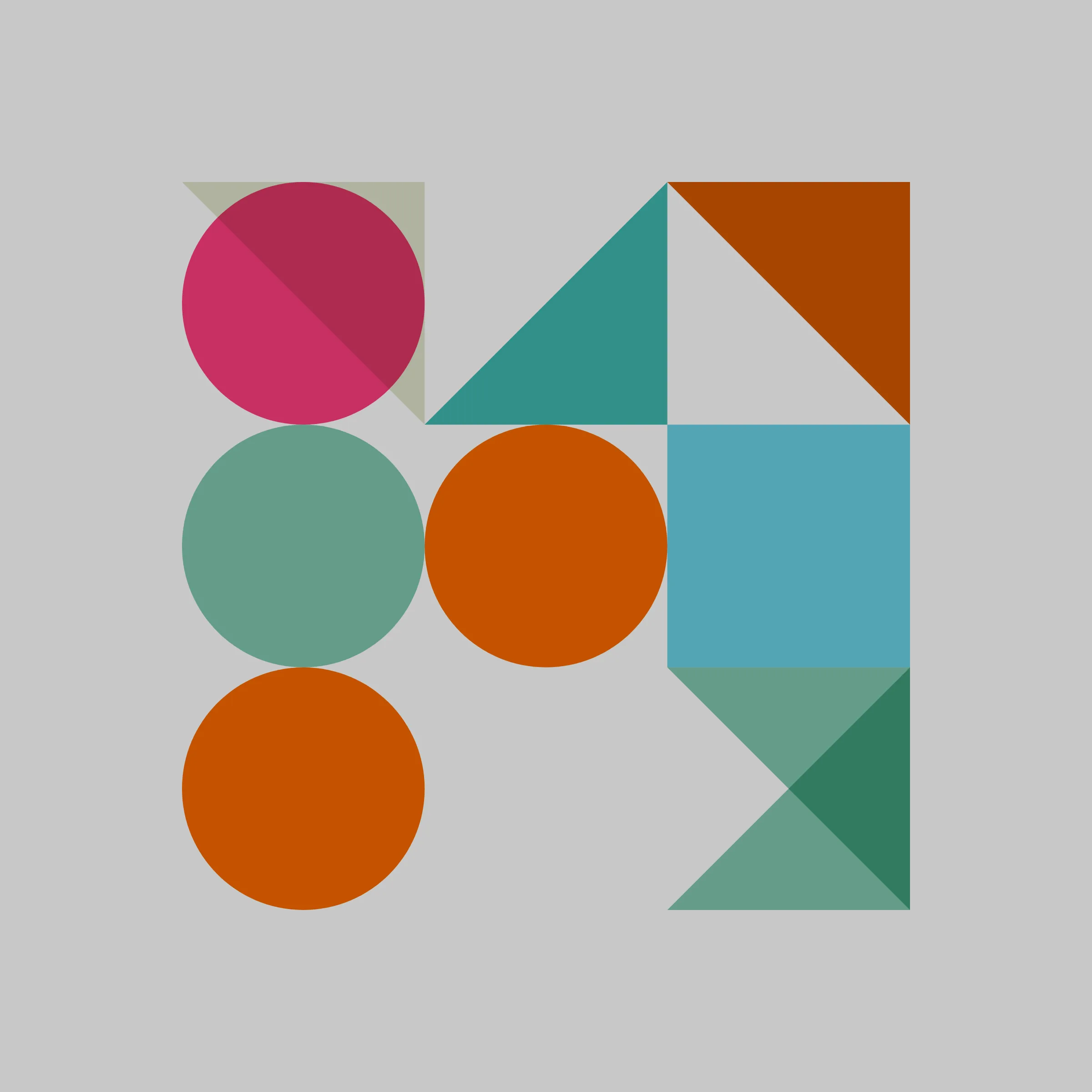 Elementals is inspired by physical printmaking techniques and early Bauhaus principles. It starts with a few basic coloured shapes and arranges them in varying frequencies, sizes, and positions based on a unique transaction hash. Multiple overlaid variable grids allow for myriad layouts and opportunities for colour interaction. The goal is to create pieces that feel both intentional in composition and part of the same family.