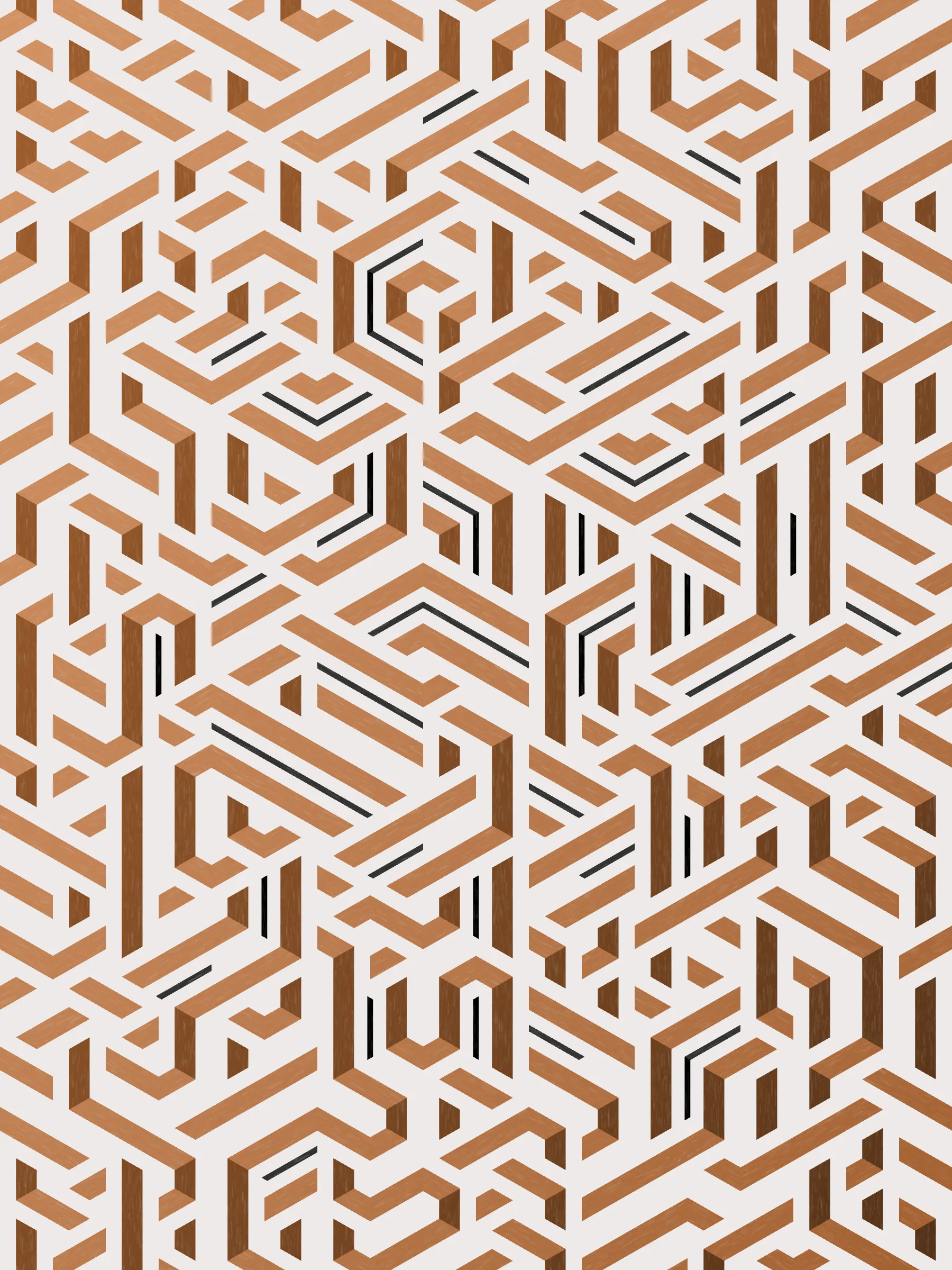 Lines are bent and shaded. There are no wrong turns. 

[Interaction in live view: press 1-7 or left/right arrow keys to see the stages of sketch construction: 1-grid, 2-divide, 3-tile, 4-bend, 5-shade, 6-color, 7-texture].