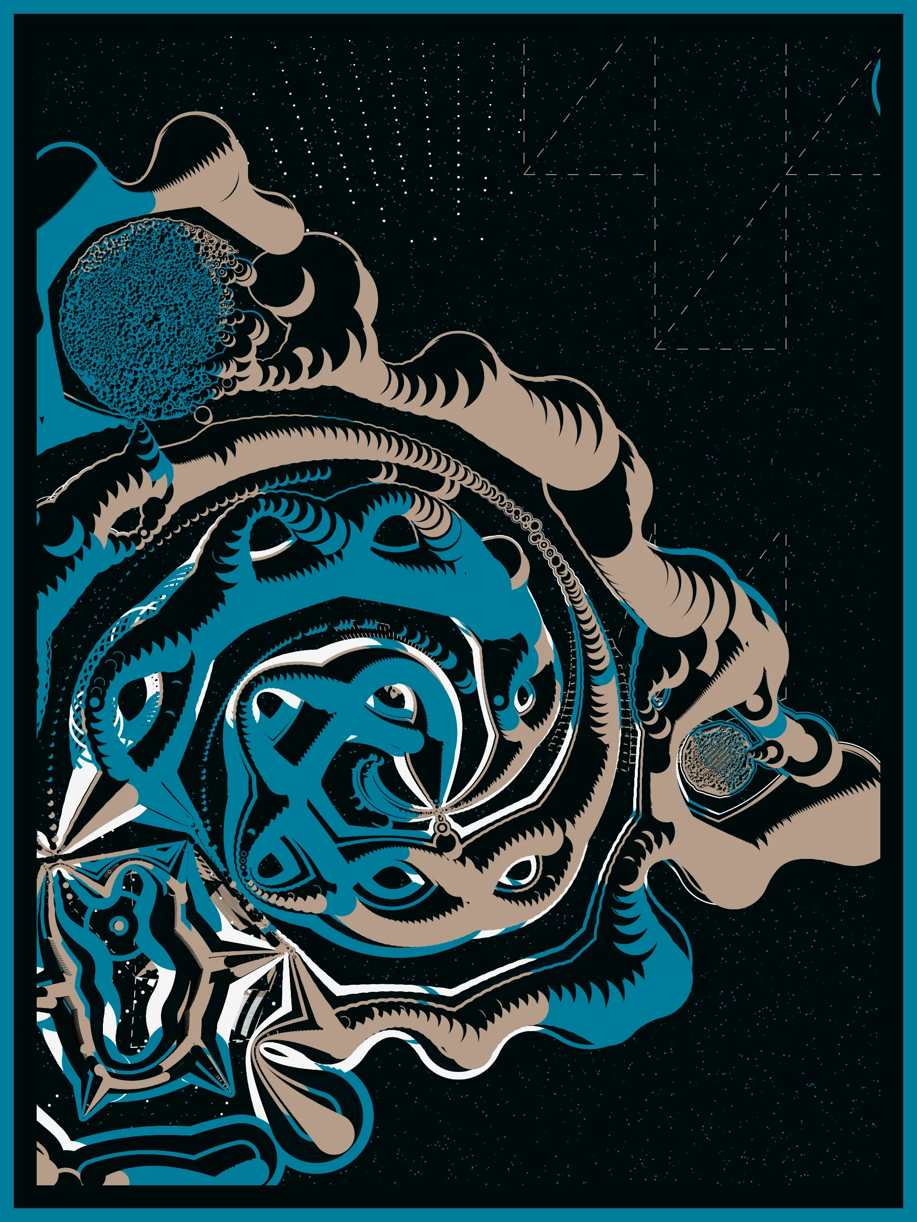 In the year 3075 of the Second Nuclear Age, a laboratory of an unknown race of aliens was discovered on the planet Vtolmr while drilling a well of molecular oil. Its presumed purpose is to study genetic mutations of races from neighboring planets. During the laboratory investigation, 512 silicon impressions with DNA of different alien species were extracted. Modern methods of quantum analysis do not allow the deciphering of the data obtained. At this point, their value is purely aesthetic. But that may change in time.

Press 1 to 9 - change the pixel density
Press "s" - save the image