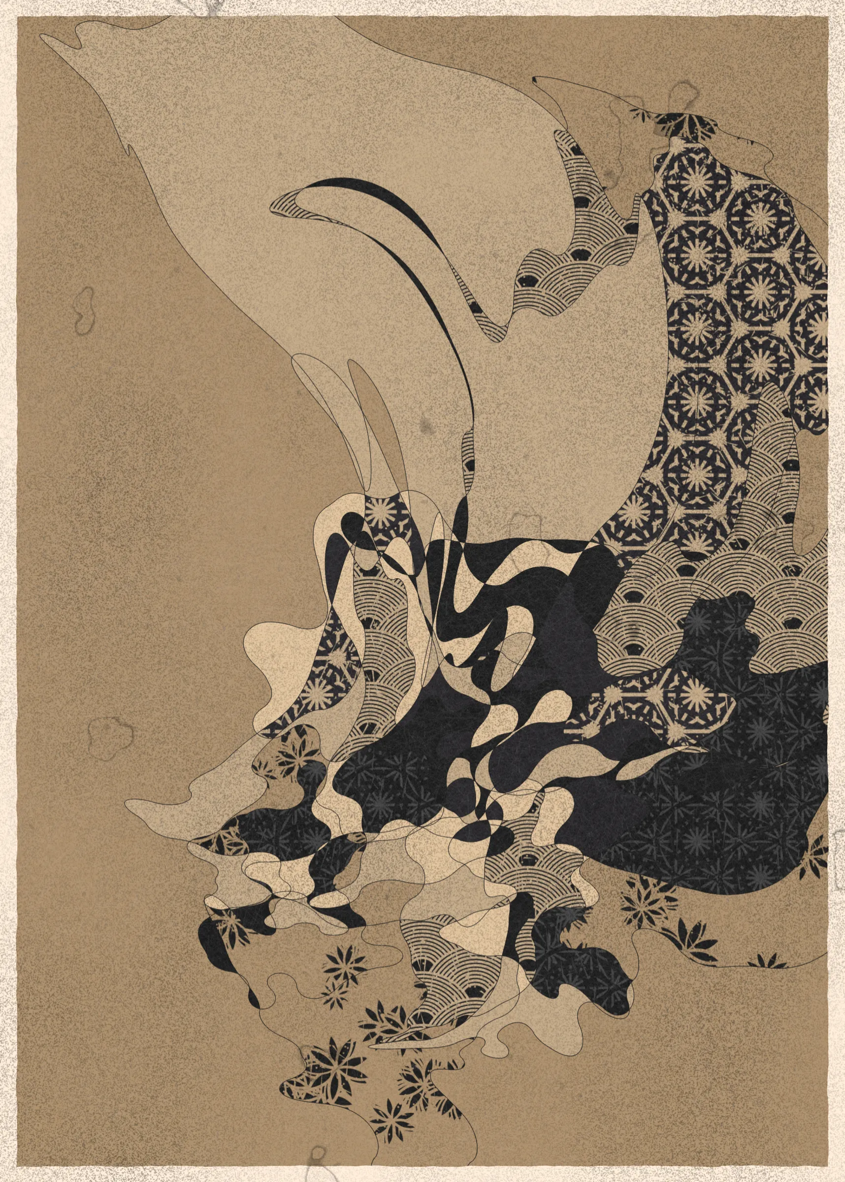Memories of Qilin is inspired by traditional East Asian art. It channels the sense of movement and fluidity found in classical Chinese brushwork, while drawing from the colors, patterns, and forms of ukiyo-e woodblock prints. 

The series explores elements of folklore, evoking the mythological imagery of dragons, phoenixes, flowers, and mountains.  The title references a fabled chimerical beast found throughout East Asian mythology (while the qilin is its Chinese name, it is also known in Korea as the girin and Japan as the kirin) that represents prosperity and luck.

Viewers are invited to interpret elusive forms that verge on representation. As with the stories passed on through generations, each piece is imagined, organic, and ever-in-flux.