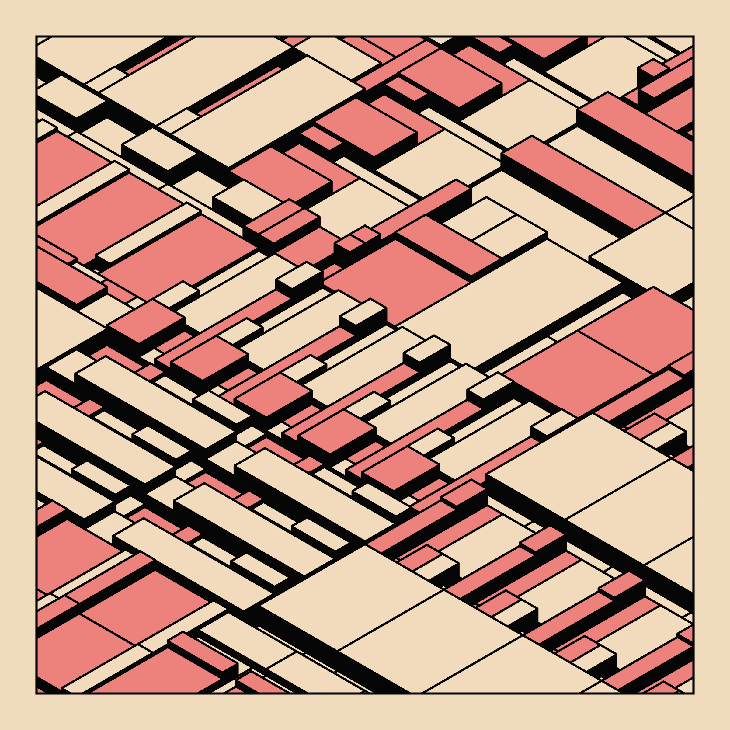Archetype explores the use of repetition as a counterweight to unruly, random structures. As each single component look chaotic alone, the repetition brings along a sense of intentionality, ultimately resulting in a complex, yet satisfying expression.