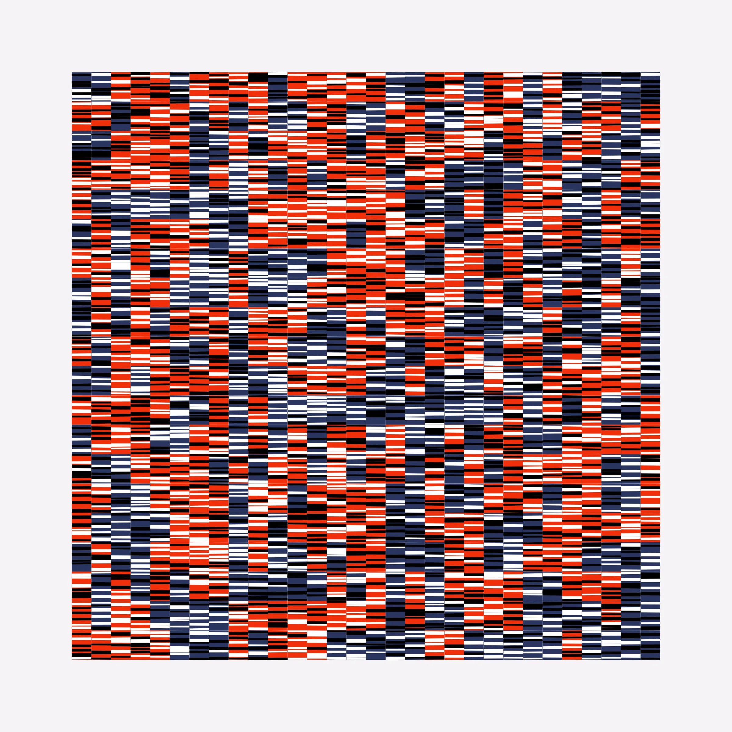 Attempts at perfection are destined to fail. This project embraces the impossibility of perfection in human execution and digitally simulates these imperfections.

In his abstract minimalist work, visual artist Wouter Kalis steers away from meaning. Horizontal black and white paper strips are placed on colored paper panels and one strip dictates the placing of the next. However, each attempt at perfection ends in failure. These mistakes have now become the signature of his work and contribute to the depth of content.

Digital representations of minimalist art can be executed to perfection but are less interesting to look at. In this project, artist Wouter Kalis and his son, software engineer Rosco Kalis, together attempt to recreate the human touch in digital art, the imperfection. 

The project displays computer-generated digital works similar to the physical works made out of paper. The colors of the digital panels are directly derived from the colors of the paper used for the physical work. The digital works can thus be reproduced using real paper. Please see the project website for details if you're interested in purchasing a handmade physical reproduction of your NFT.