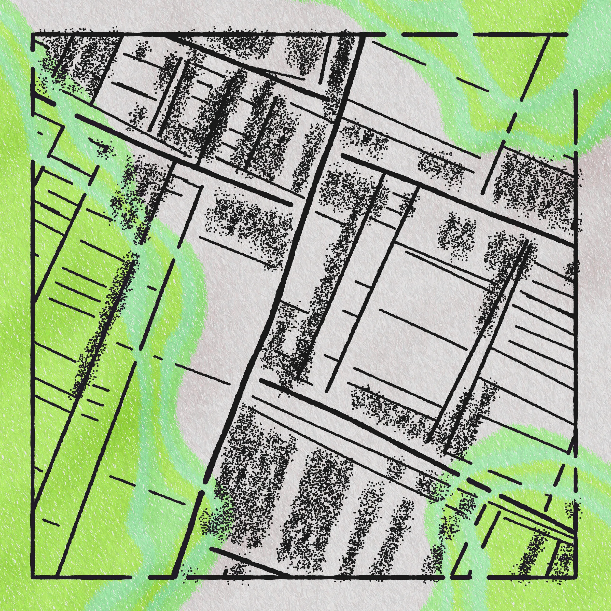 All maps are presented as-is with no guarantee of accuracy or completeness, and are provided without any warranty whatsoever, either express or implied. In no event shall The Artist be held liable for any damages or loss of profits arising from use of the maps, which may not be suitable for legal, engineering, financial, or navigational purposes.

Any resemblance to real locations is purely coincidental, and nothing perceived by the viewer is to be construed as a "legal description". All markings, sections, symbols, patterns, and other visual elements are purely aesthetic devices; they should not be interpreted as geographical, topographical, meteorological, biological, economic, sociological, or political phenomena. Furthermore, all perceived textures, imperfections, shadows, and marks of damage are mere simulations of an analog printing process, and in no way imply the or existence of, or ownership over, a corresponding physical paper map or anything the map may appear to depict.

The maps are not intended to provide any utility to the buyer. All sales are final, and refunds will not be given for any misprints, discolorations, inaccuracies, imprecisions, or unintended features of any kind.

All maps are licensed under a Creative Commons Attribution-NonCommercial 4.0 License.