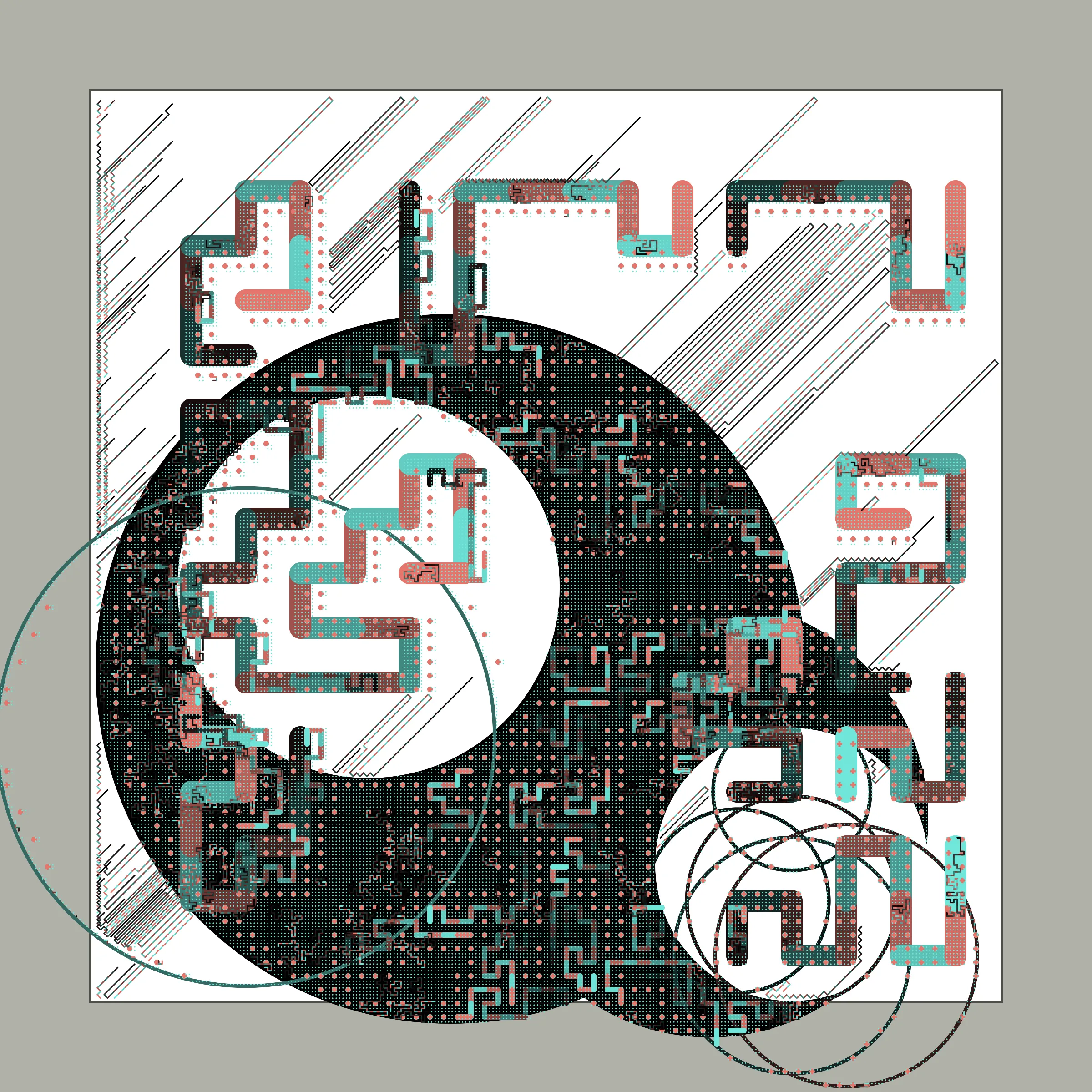 ﻿Abstraction is a complex abstract artwork created in several stages where each new element drawn takes into account the elements drawn in the previous stages.