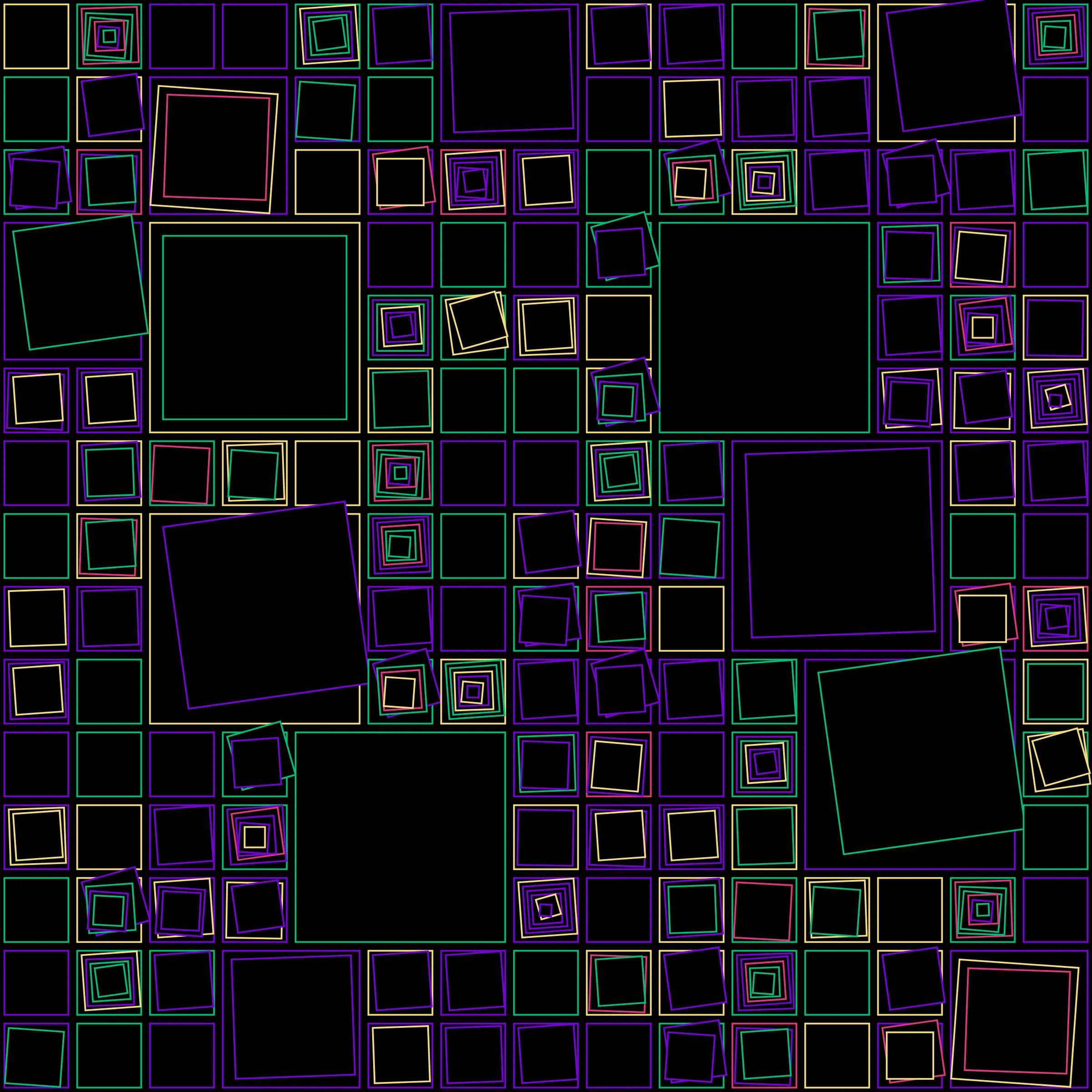 My interpretation of Aerial View is a bird's Eye View over a city block with illuminated/twisted buildings and light trails. It uses an on-chain stored algorithm to represent the generative artwork based on a hash. Each Aerial comes with different distances, building elevations, rotations and colors. Welcome to my genesis project and the first step on my on-chain journey!