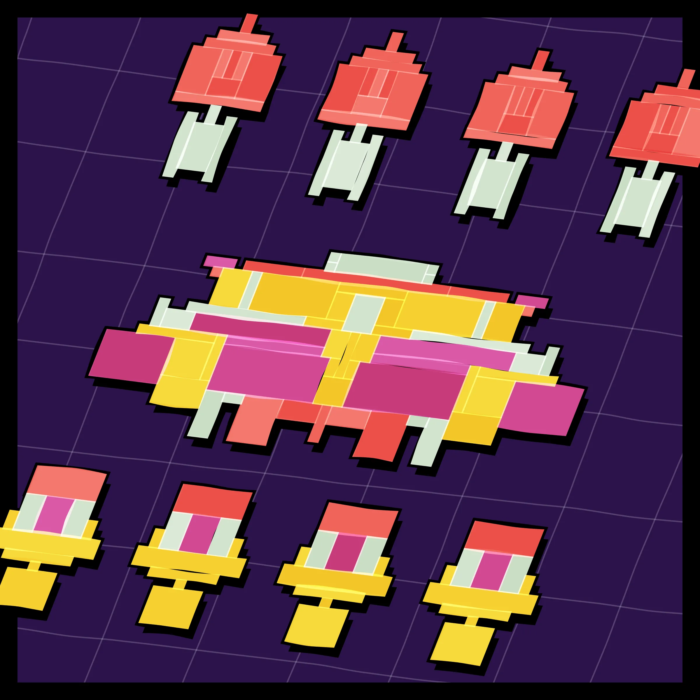 Perfectly symmetric - imperfectly drawn. Exploring the contrast between precision and chance in a playful spacecraft / papercraft setting. 