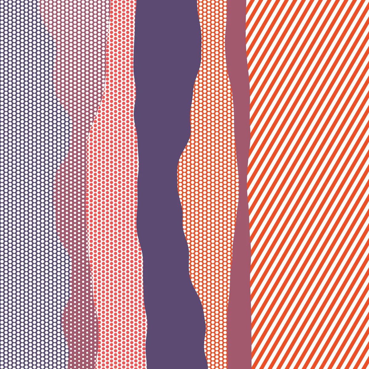 An ode to Roy Lichtenstein, incorporating his iconic version of Ben-Day dots, halftone dots, angled stripes, and solid color patches. Inspired by Roy's sea and landscape paintings, each artwork generates a unique combination of patterns, shapes, and colors.