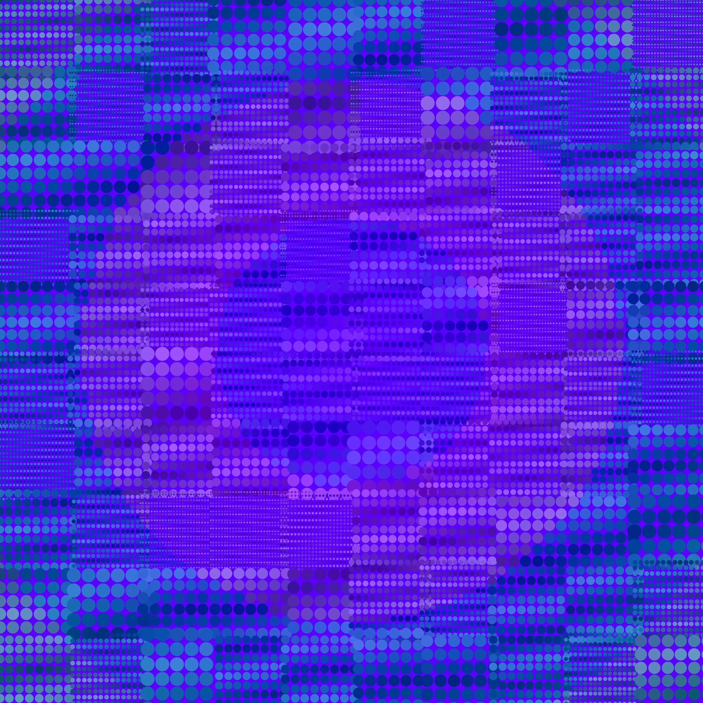 Dot Matrix Gradient Study takes my approach of splitting the canvas into "patches", which each have their own stipple sizing, density, and layering, and distorts this process to create outputs which blur the lines of recognizable stippling. This piece is an exploration of creating abstract forms with stippling rather than depicting figurative ones. All pieces in this series are composed purely with dots. Some more than others. 50% of sales proceeds from Dot Matrix Gradient Study were donated on-chain at the time of mint to GiveDirectly, where the funds will be directed to helping those in poverty. 
