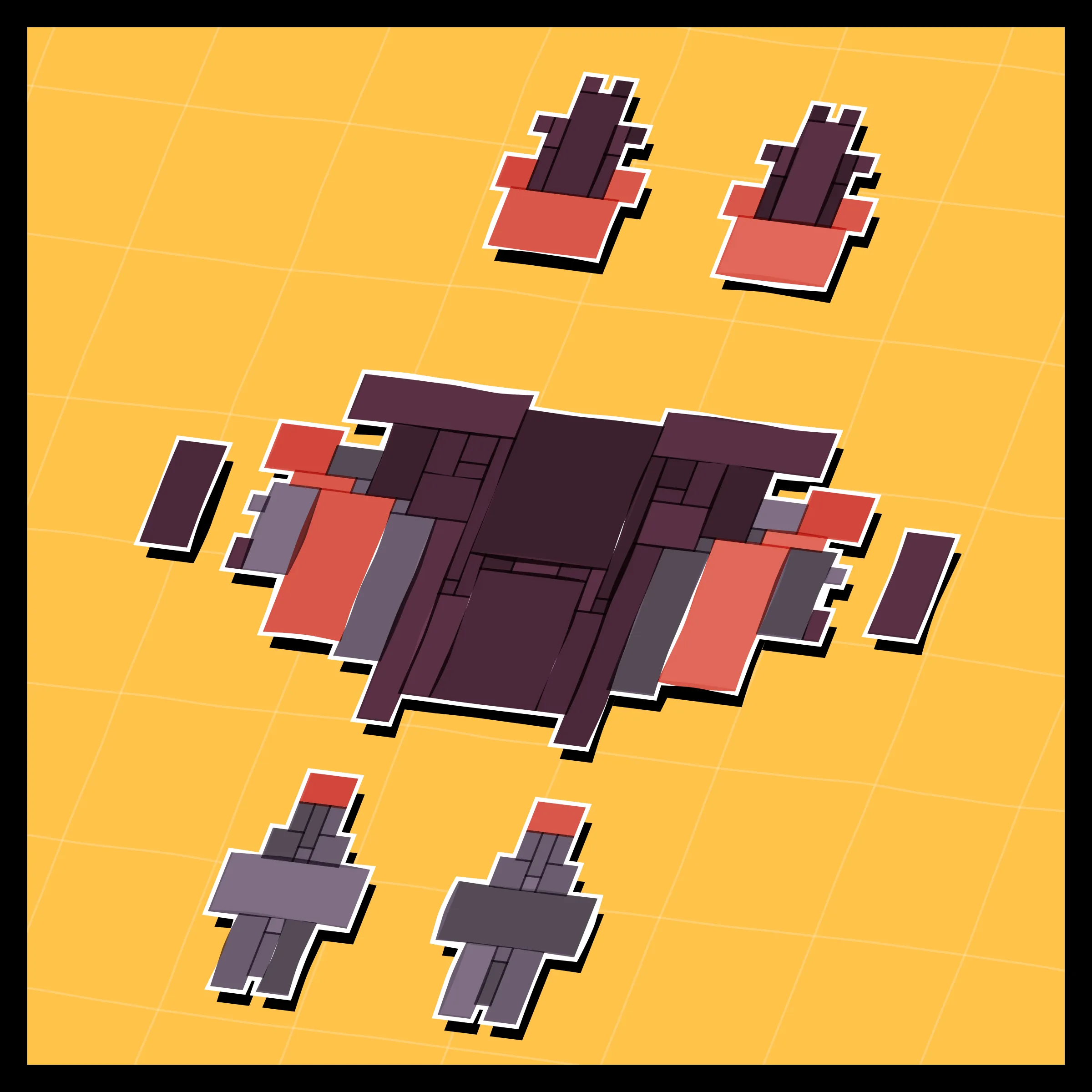 Perfectly symmetric - imperfectly drawn. Exploring the contrast between precision and chance in a playful spacecraft / papercraft setting. 