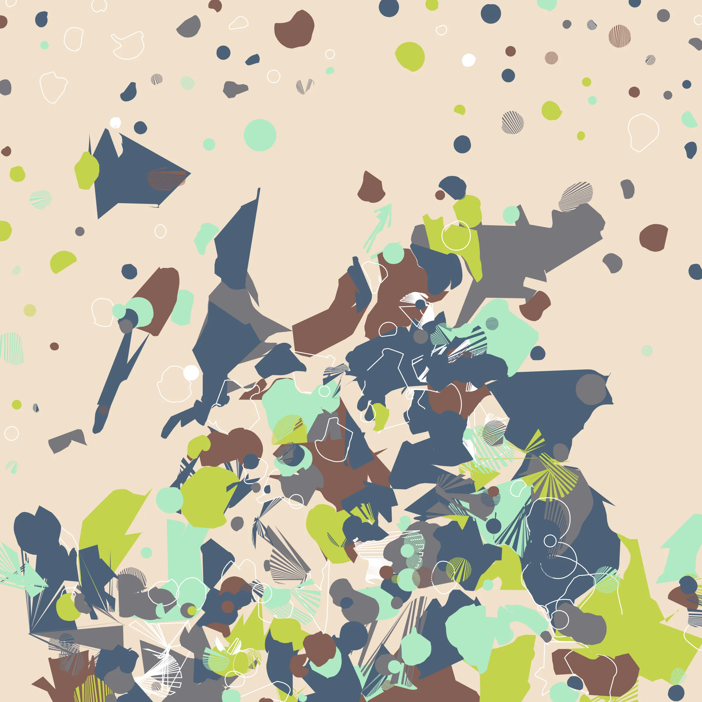 Organic forms gather and intersect to create distinct arrangements. Each one is a captured moment, like a plankton on a microscope slide. Coquina explores the balance between stochasticity and structure in what makes a shape.

Price: 0.1Ξ

25% of primary proceeds will be donated to a donor-advised fund on Endaoment.org, with the first intended grant recipient being the National Women's Law Center.