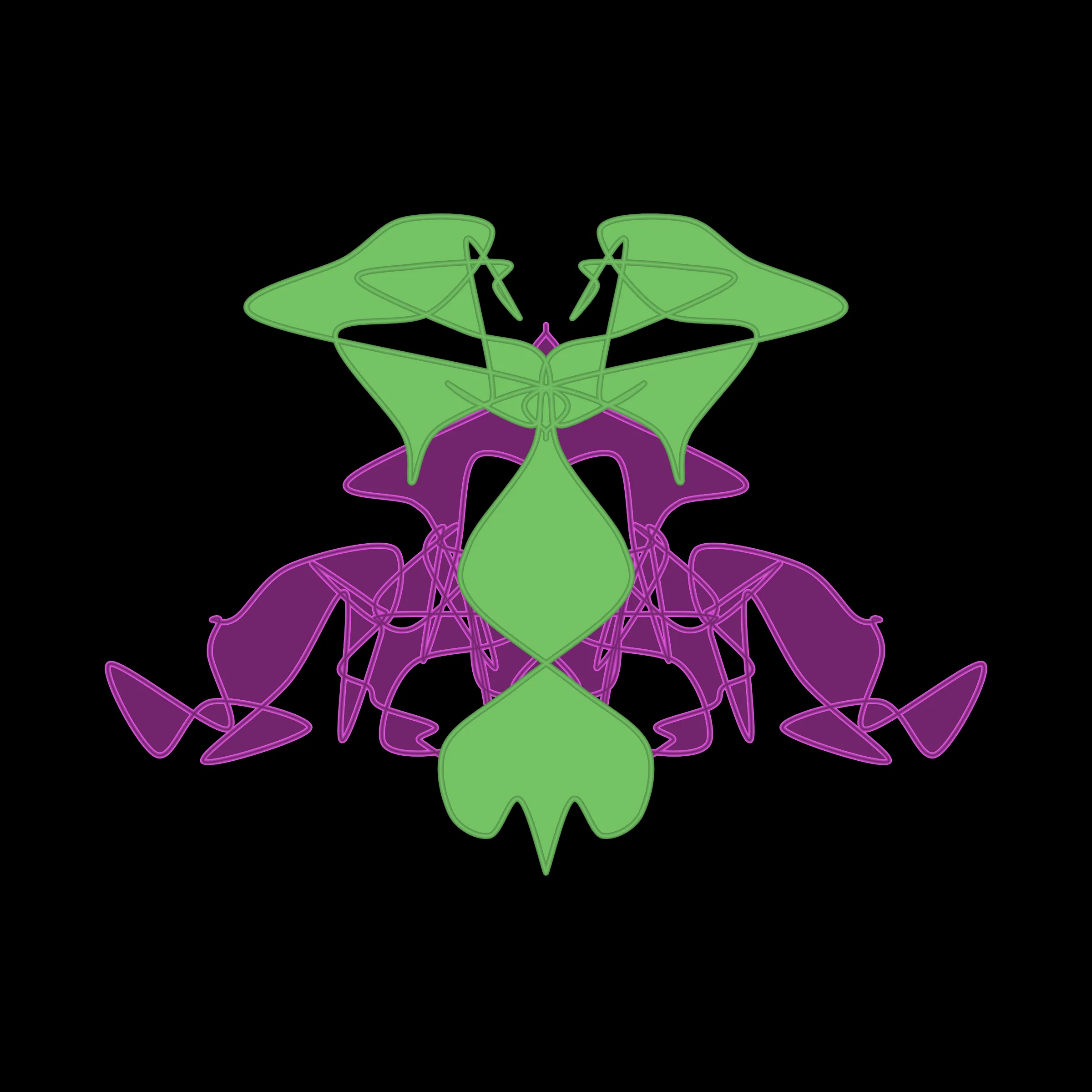 A cryptoart collectible series to indulge the irrepressible human compulsion for pareidolia. This algorithmic homage to Hermann Rorschach's inkblot perception test will help you externalize your inner world onto the sometimes elegant, sometimes inchoate curves of a unique, one-of-a-kind, ownable cryptoblot on the Ethereum blockchain. What will YOUR cryptoblot reveal about you?