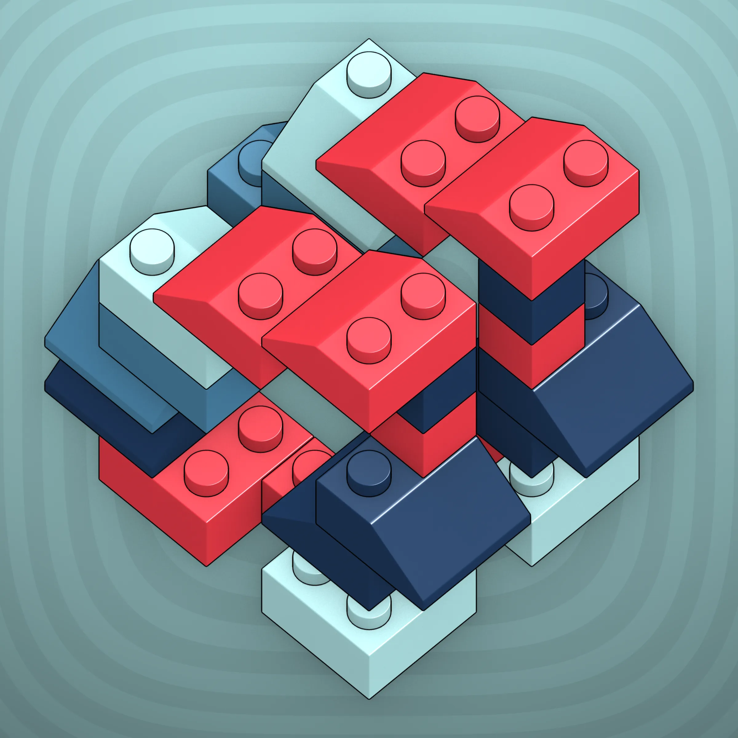 The project focuses on how easily one assigns meaning to seemingly random combinations of blocks, giving them personality and creating emotional connections.

I was inspired by Ringers, in which people see animals and other characters. I wanted to amplify this quality, and the idea of sculptures made of blocks clicked! Endless combinations, funny characters, and my passion for cubes, voxels, and modular systems.

To make the sculptures, I used technique of hybrid voxel raymarching, so we can say, the sculptures are made of colored void in a reflected space. Some of them may seem impossible due to the lack of perspective, but sooner or later it all clicks! It helps to keep in mind that all shapes are symmetrical.

The script uses modern features of GPU so it's supposed to work only on desktop: Chrome, Firefox or Safari