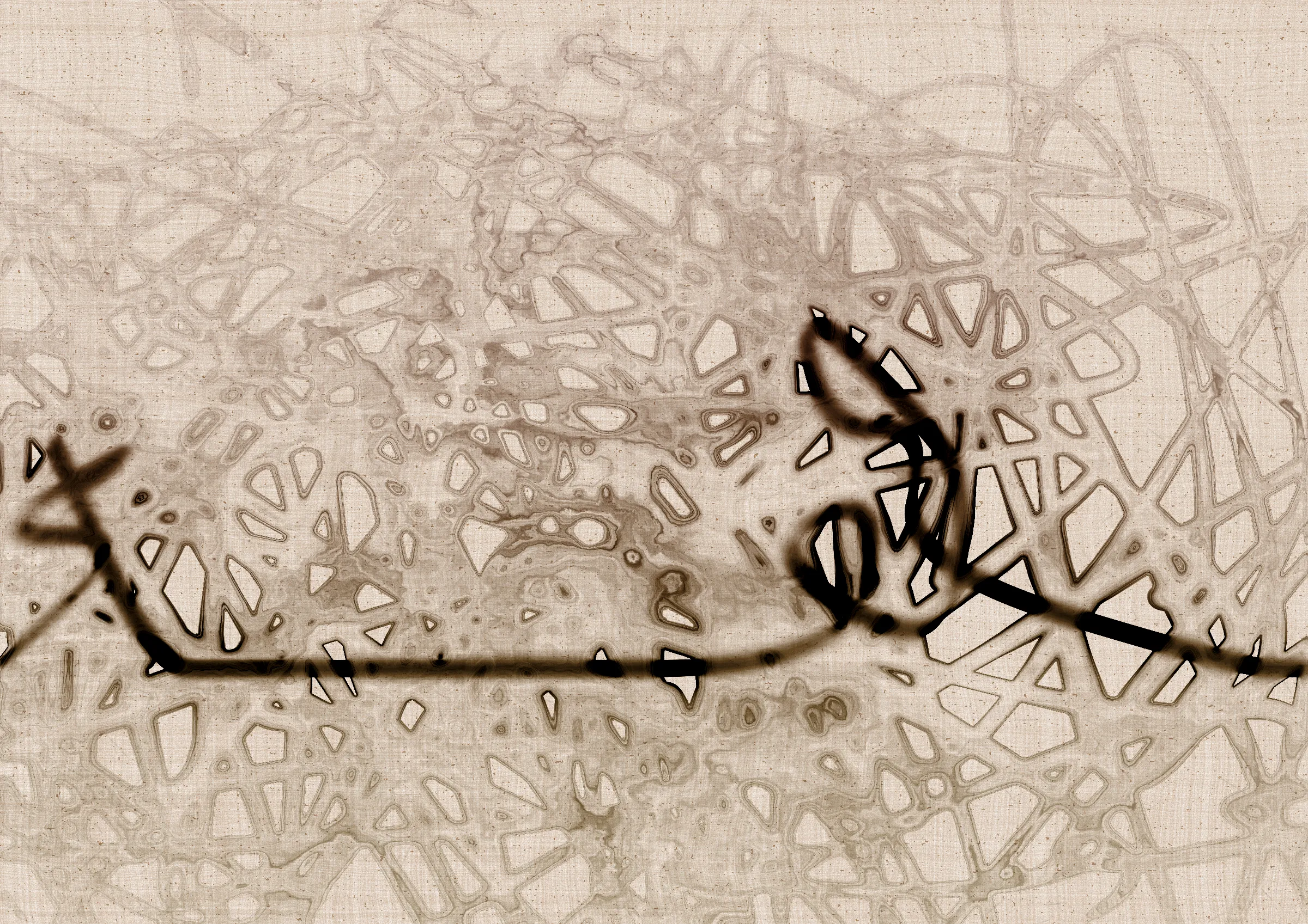 Sudfah (Arabic for "happy accident") is a generative collection celebrating the beauty that can emerge from chaos, mistakes, and accidents.

A single calligraphic line intends to tell one story (sometimes wandering and confused in its own right, but always meandering from one side to the other).

Digital liquid is spilled upon it and takes the ink in directions that are unexpected, uncontrolled, and tell a much more interesting story than the one the line intended.... and often more beautiful.