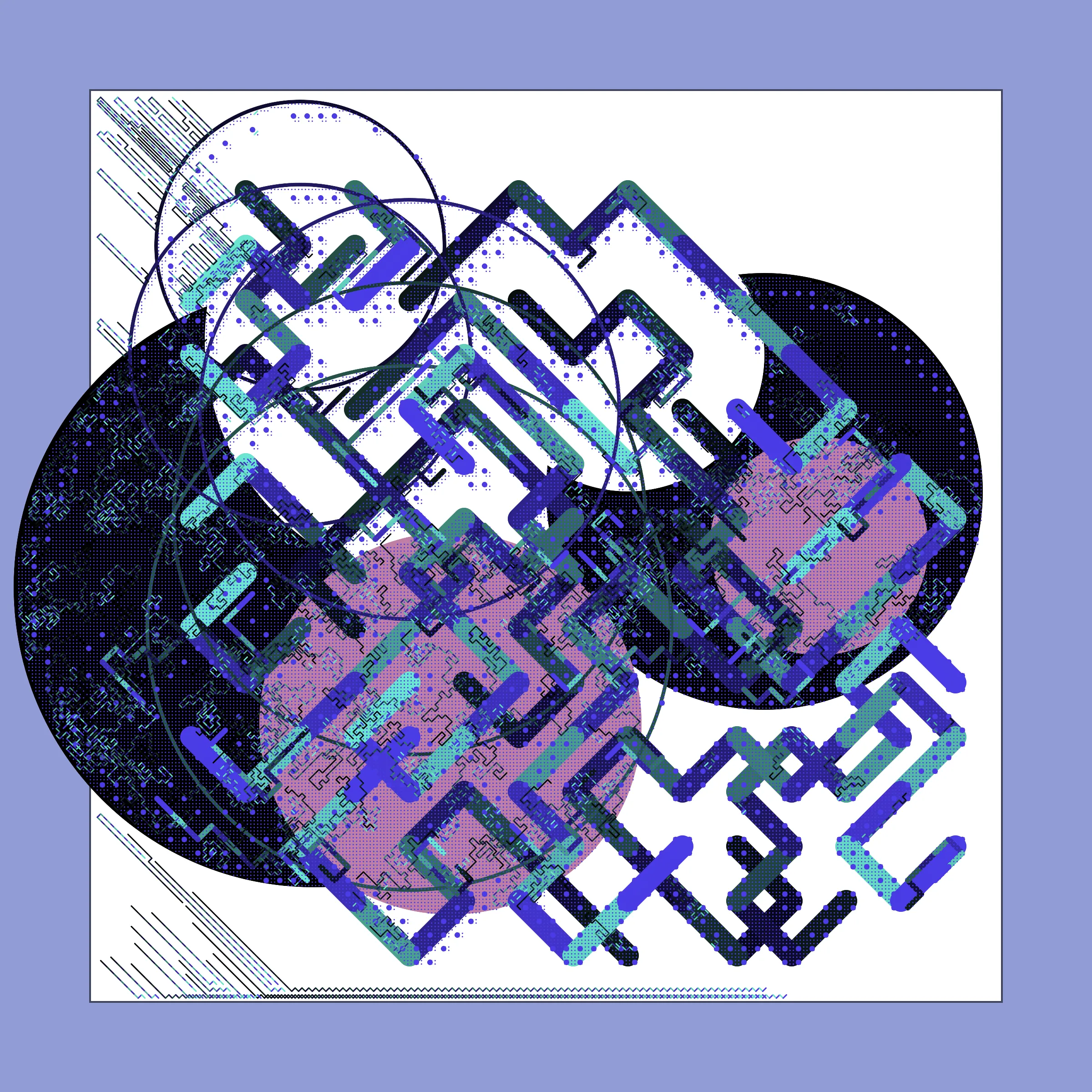﻿Abstraction is a complex abstract artwork created in several stages where each new element drawn takes into account the elements drawn in the previous stages.